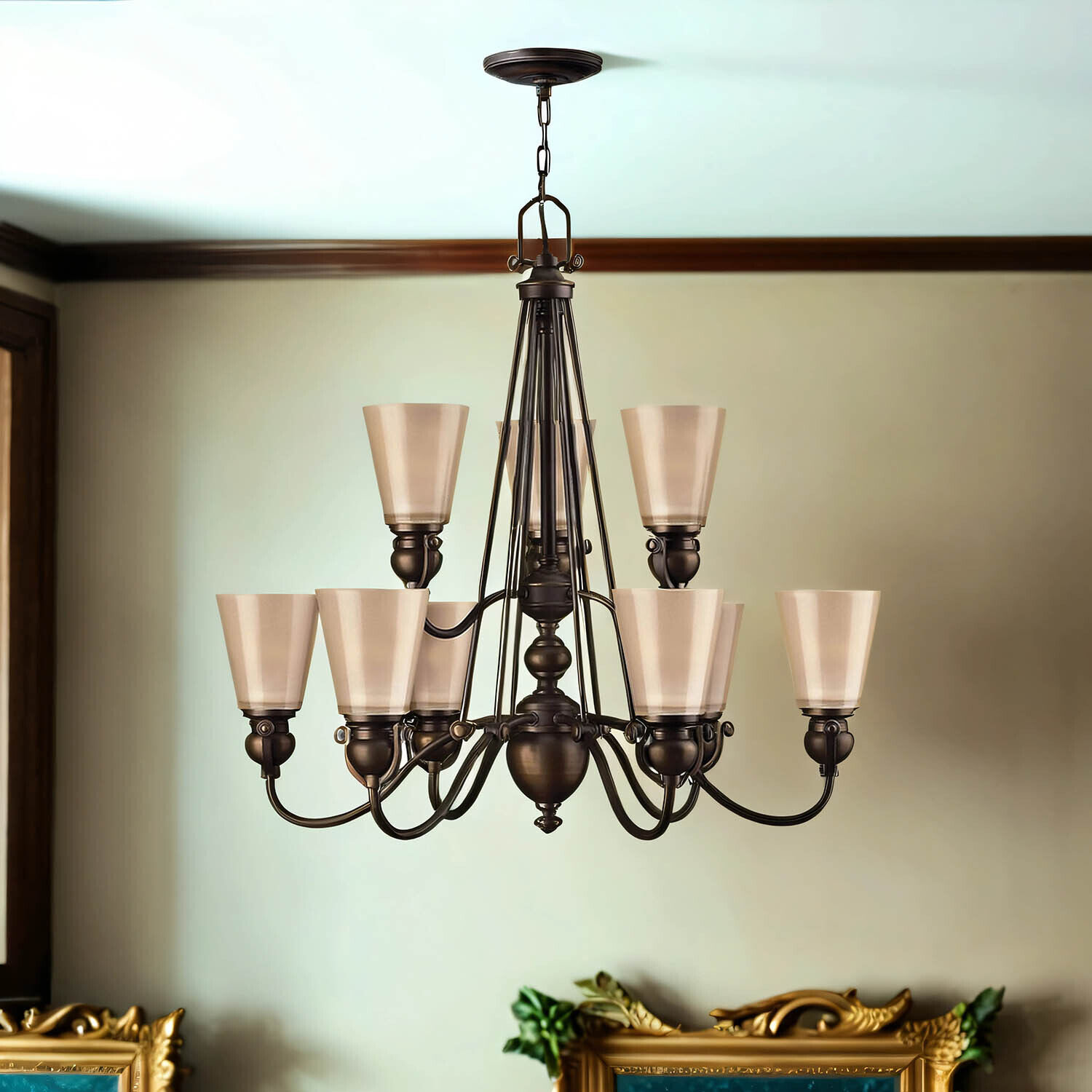 Lustre ANABELL 7 Bronze 9xE27 raccourcissable Lampe