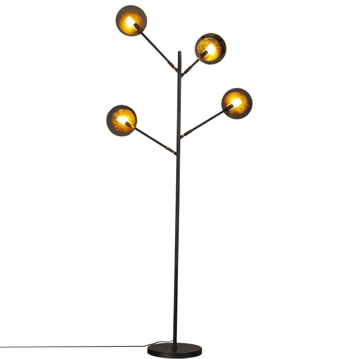 Lampadaire métal verre hauteur 175,5 cm en noir or G9