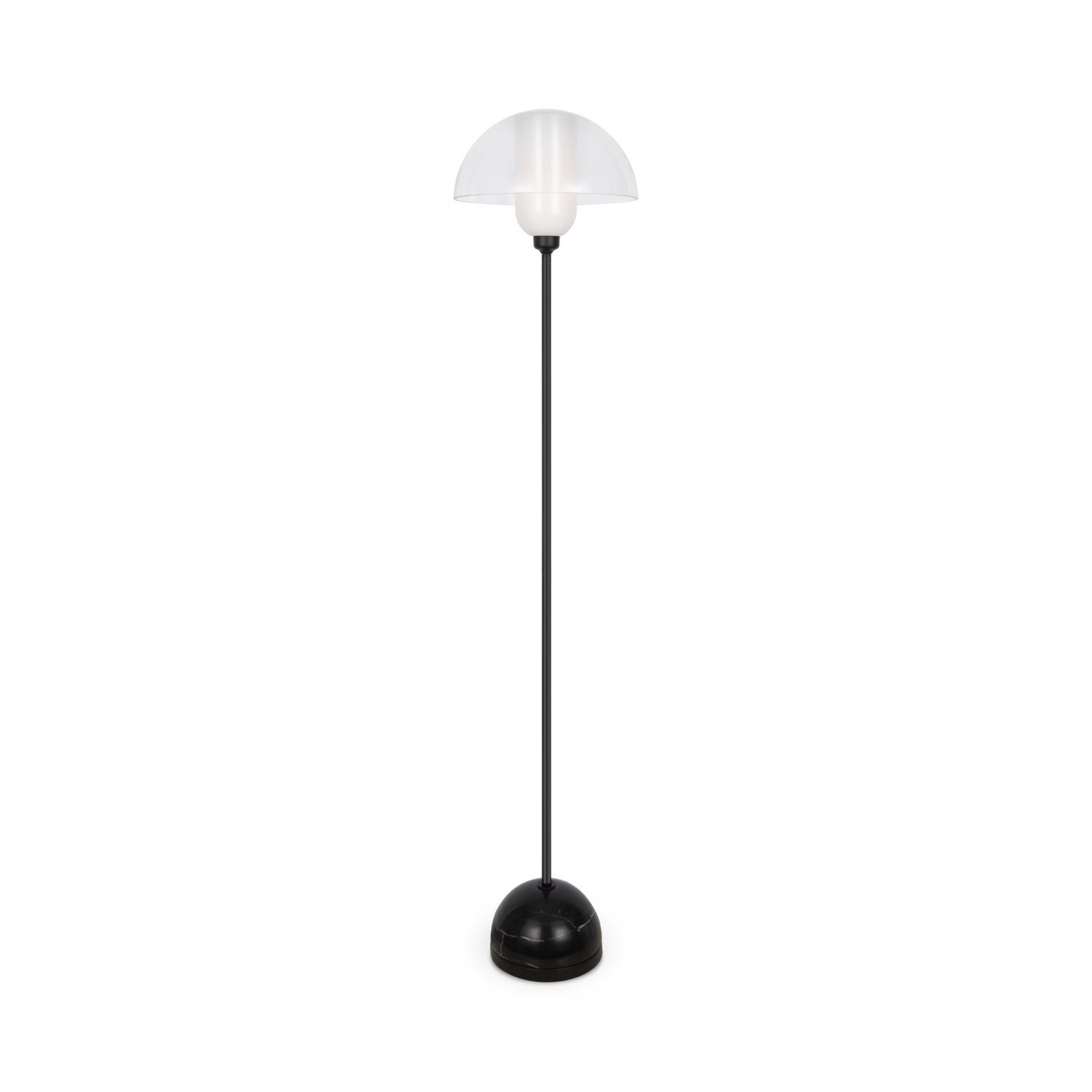 Lampadaire métal verre E14 139 cm de haut noir blanc