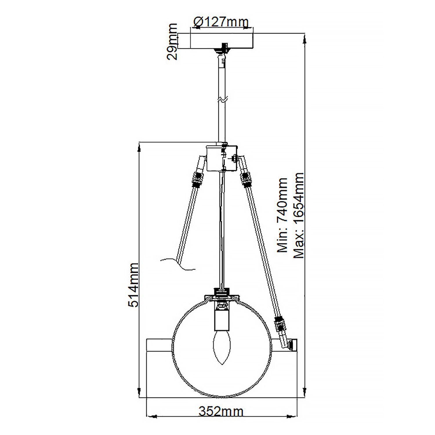 Suspension métal verre fumé rond Ø 35,2 cm E14 ELION