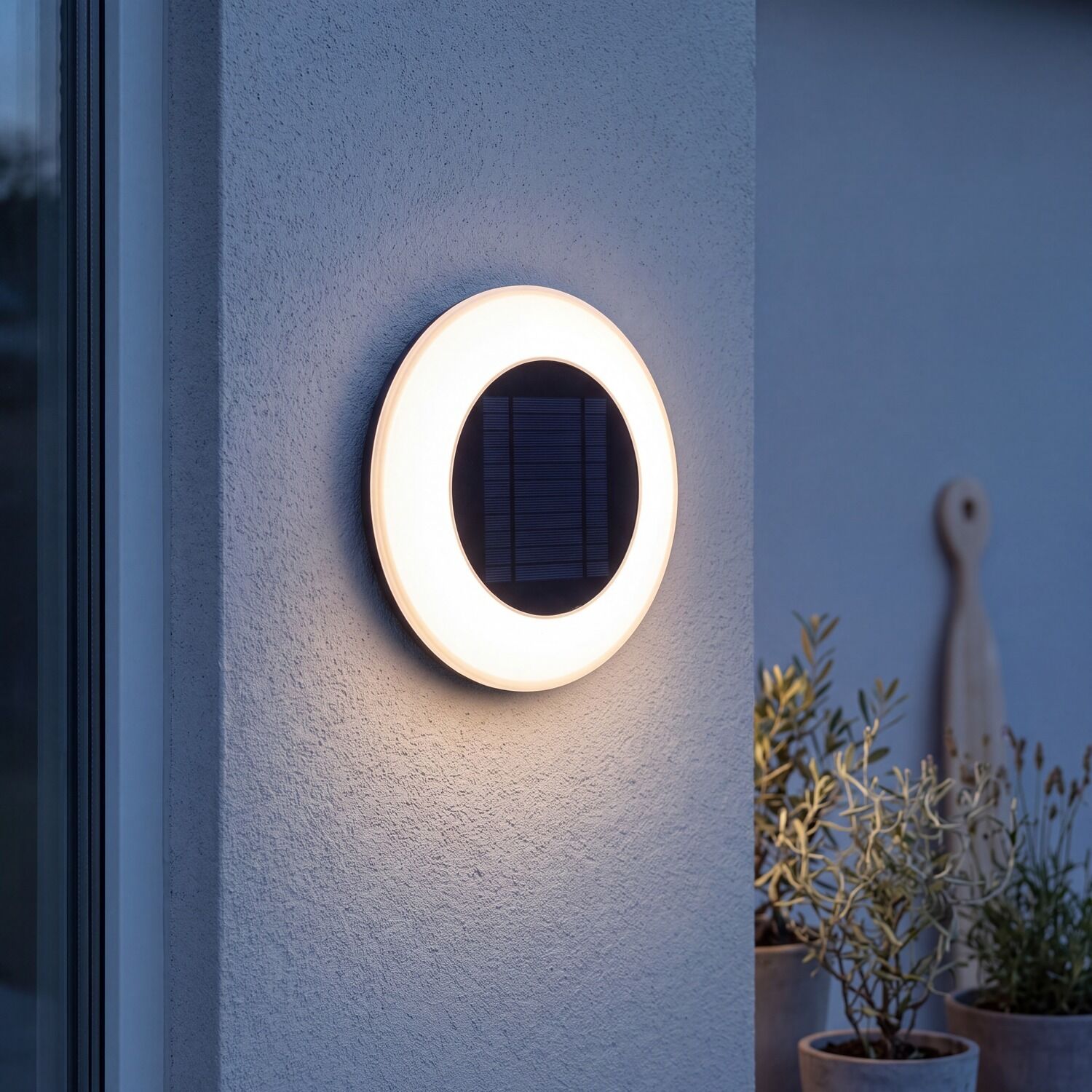 126761-led-wandleuchte-aussen-solar-d-39-cm-rund-ip65-3500-k-200-lm-mit-fernbedienung-modern-solarlampe-garten-terrasse-aussenleuchte-wand-2 solarbetriebene, Wandleuchte, runde Leuchte, Außenlampe, LED-Ring
