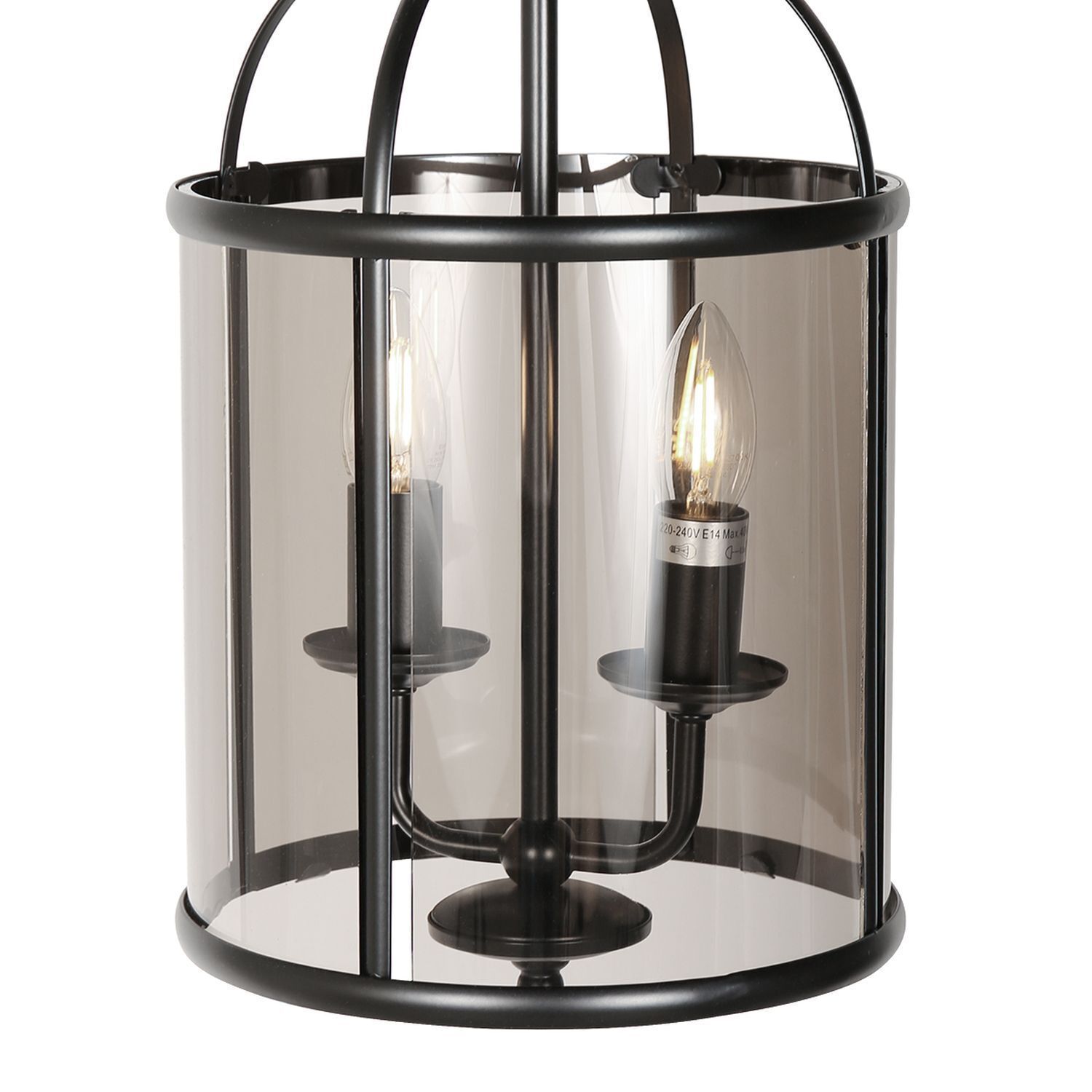 Hängelampe Glas Metall Schwarz Rauchgrau E14 elegant Lampe