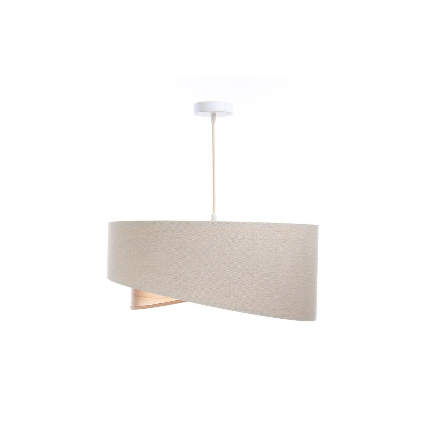 Hängeleuchte Leinen E27 rund D: 50 cm Modern Beige Kupfer Lampe