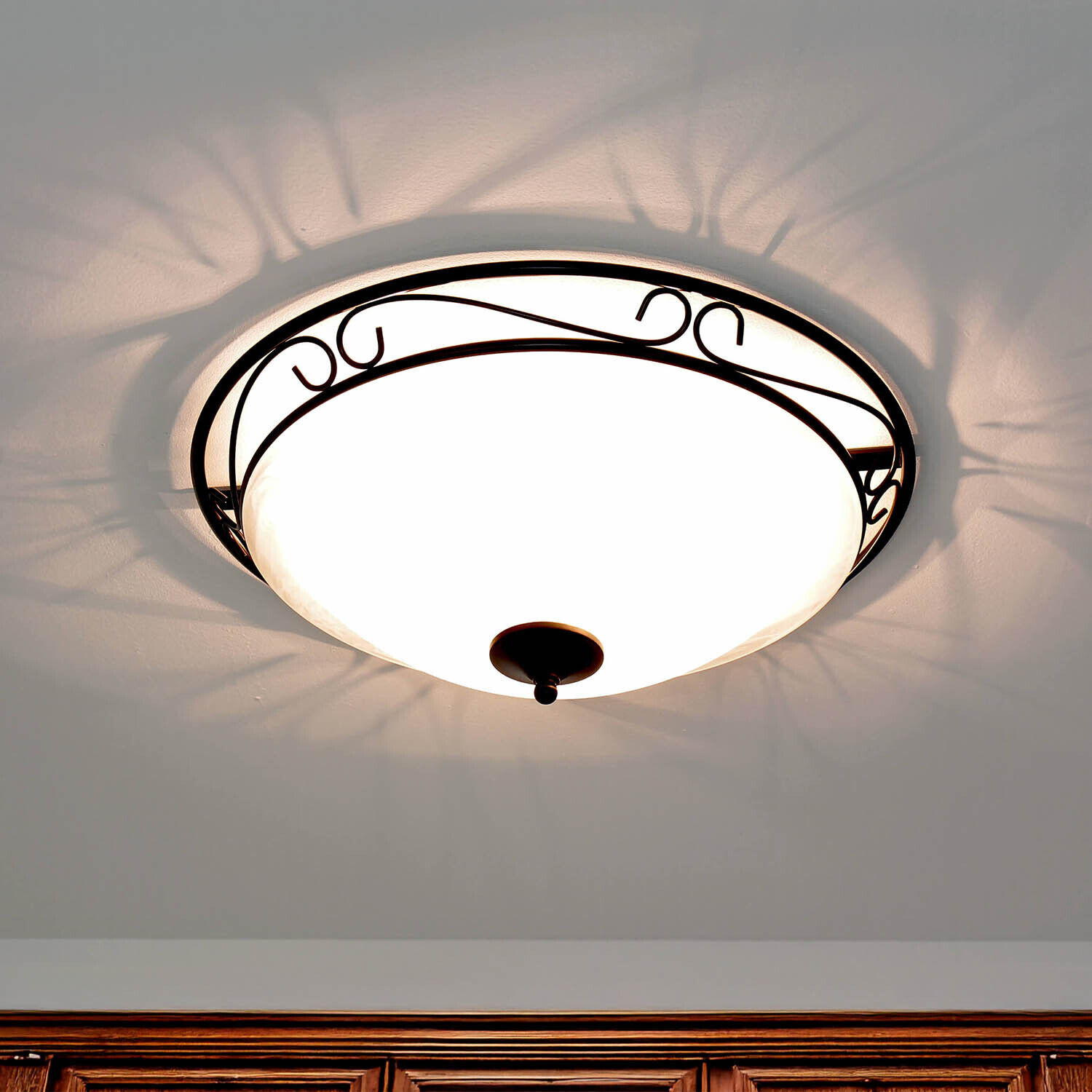 Runde Deckenlampe Rustikal Ø47cm Glas ATHEN Deckenleuchte, Leuchte