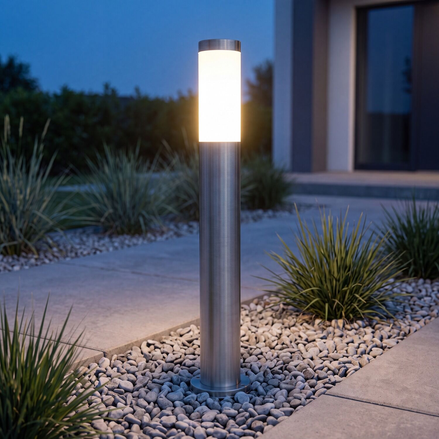 Lampe d'allée en acier inoxydable 65 cm IP44 faible éblouissement E27