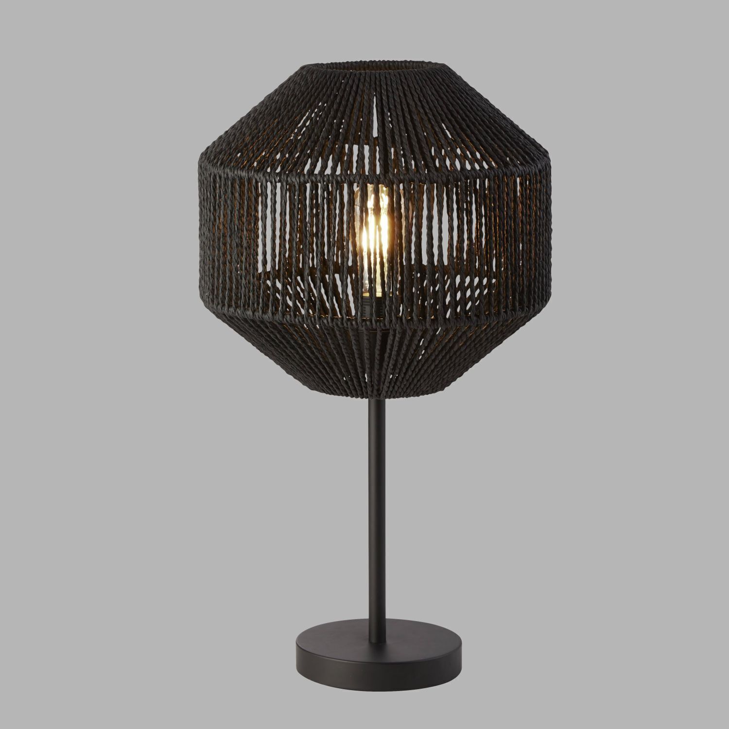 Tischleuchte Schwarz 55 cm Ø 30,5 cm Seil Schirm E27Modern Lampe, Tischlampe, Lampenschirm