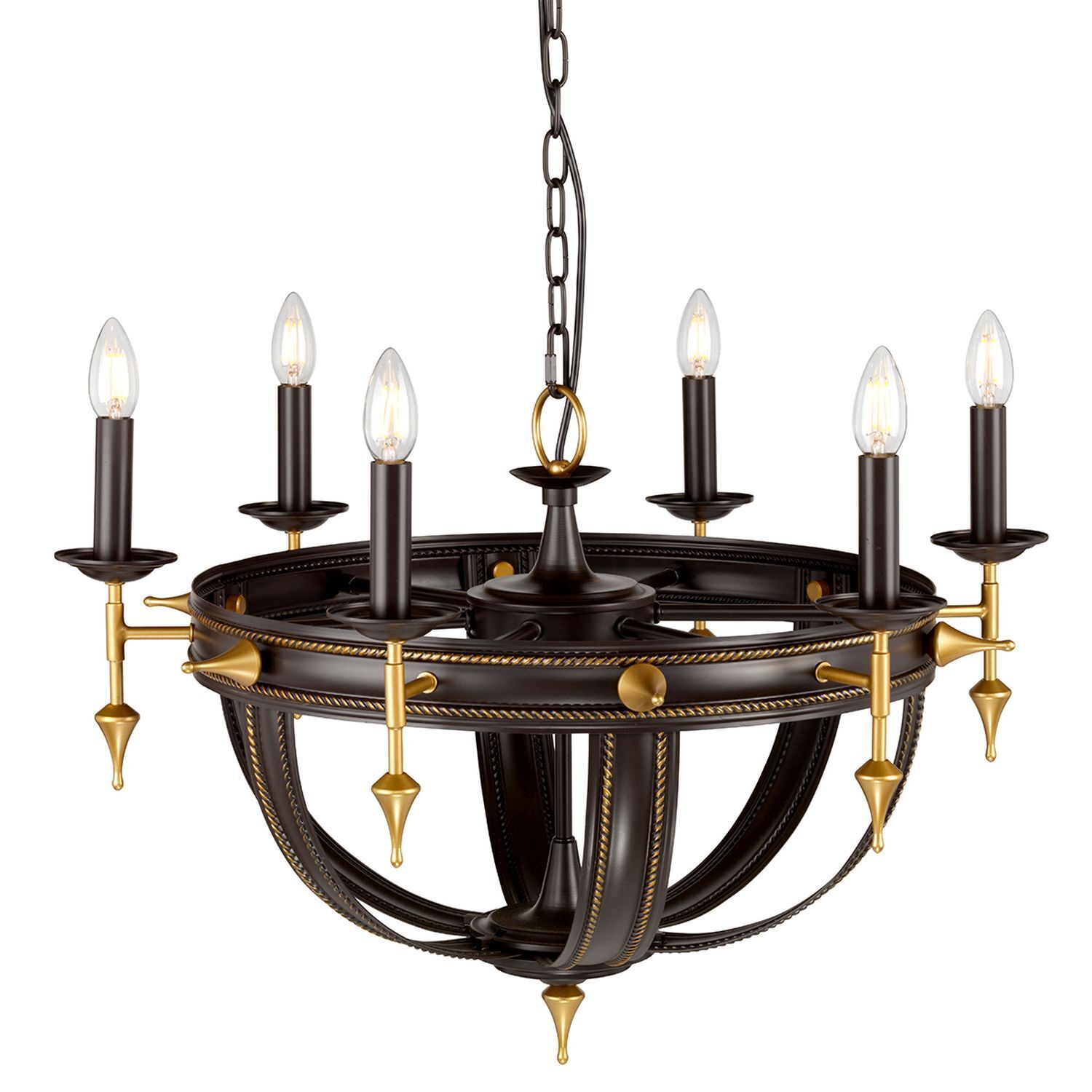 Pendelleuchte CAMELOT 6 in Antik Gold Ø71cm Lampe