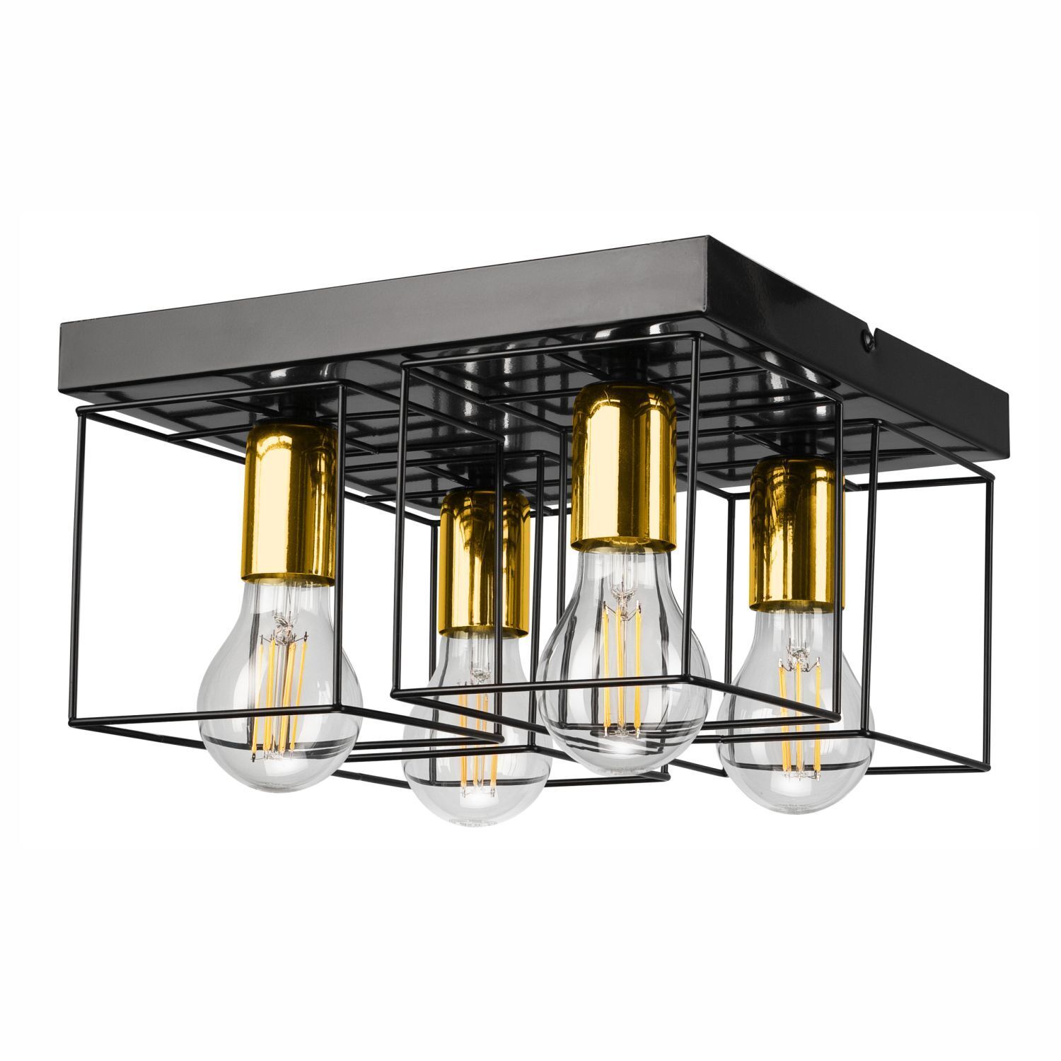 Plafonnier Métal Noir Or L : 30 cm 4x E27 Moderne