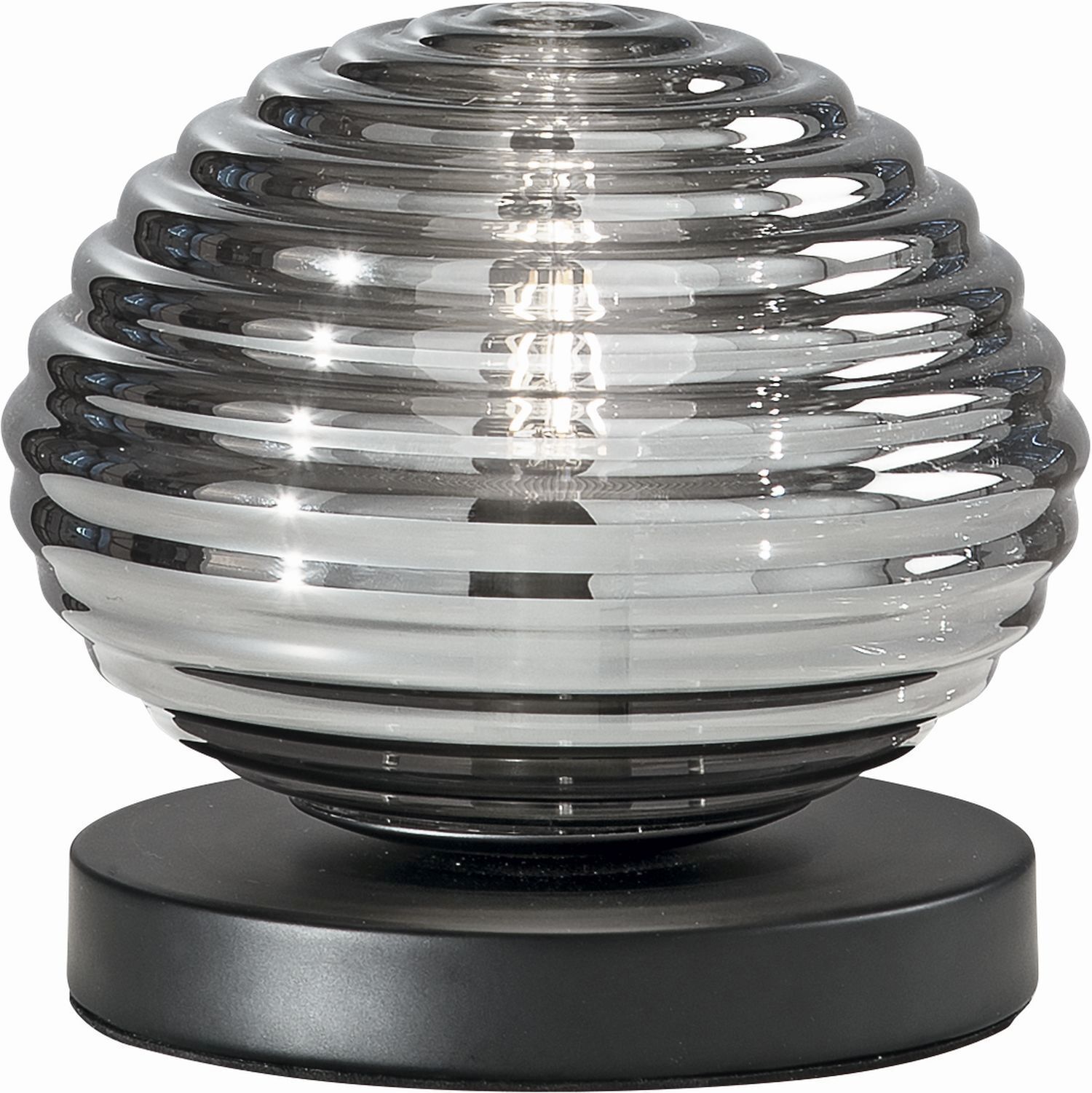 Tischlampe Rauchglas Metall Schwarz E27 16,5 cm Ø18 cm