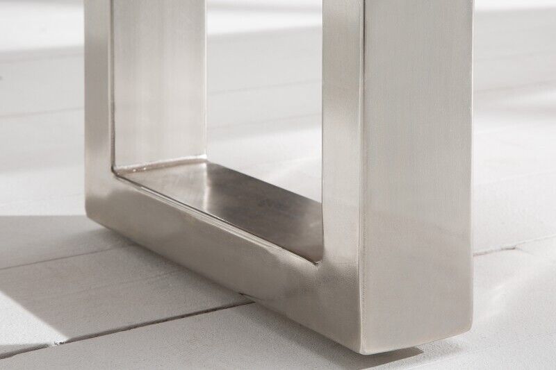 Sitzbank 2m Akazienholz Metall Kufengestell Aluminium