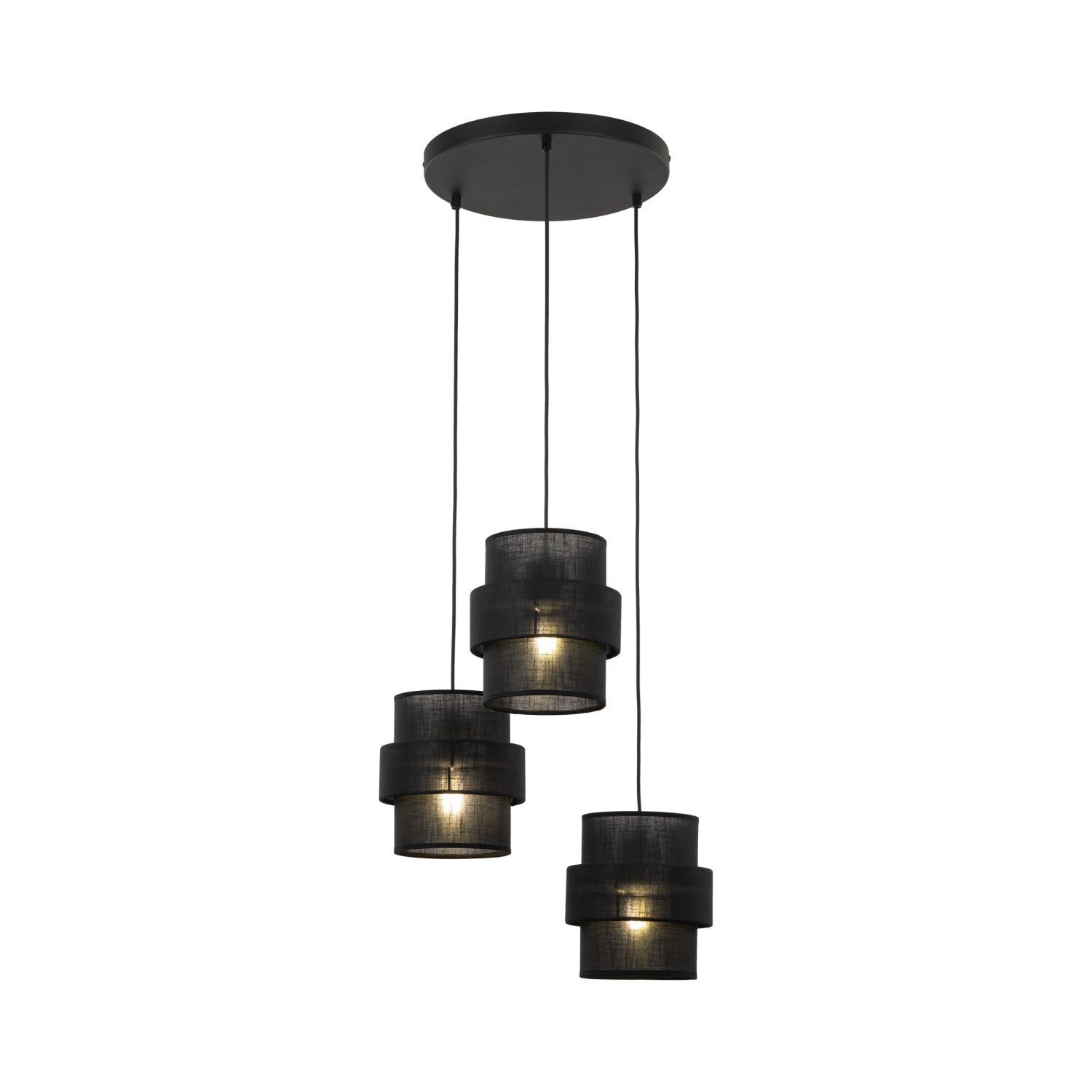 hängelampe, pendelleuchte, schwarz, mehrschichtige schirme, drei lampen
