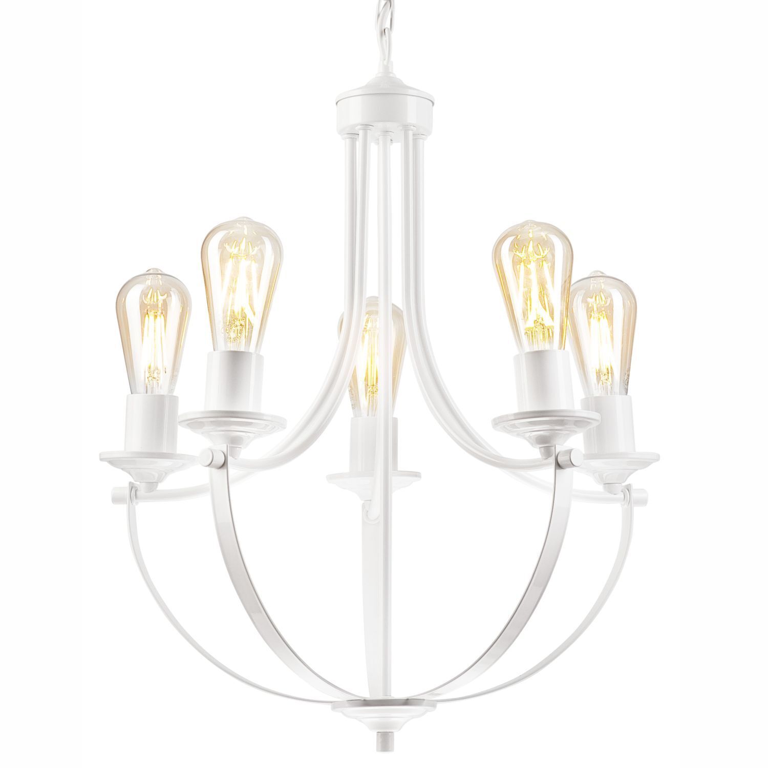 Lustre Rustique Blanc Métal Ø 45 cm 5-flamme E27