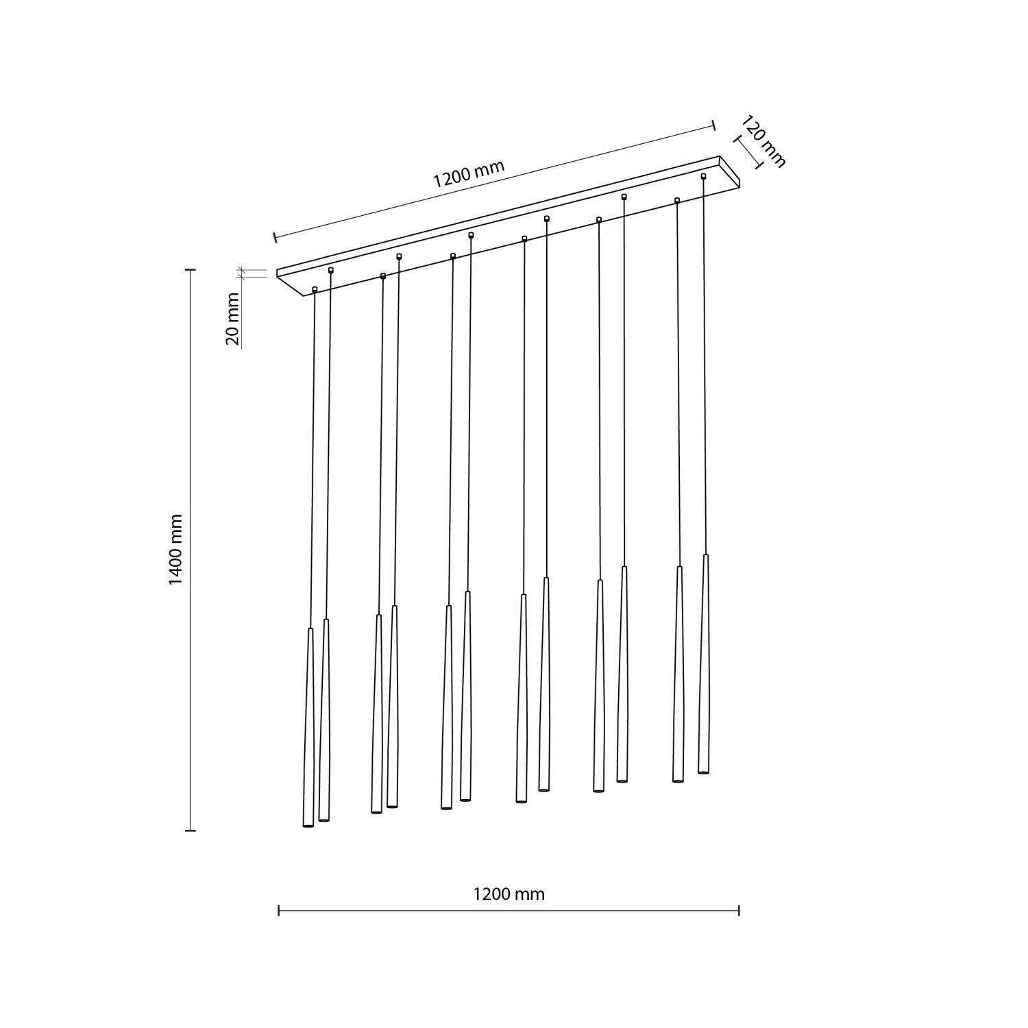 Suspension métal brun H : max. 1,4 m réglable L : 1,2 m