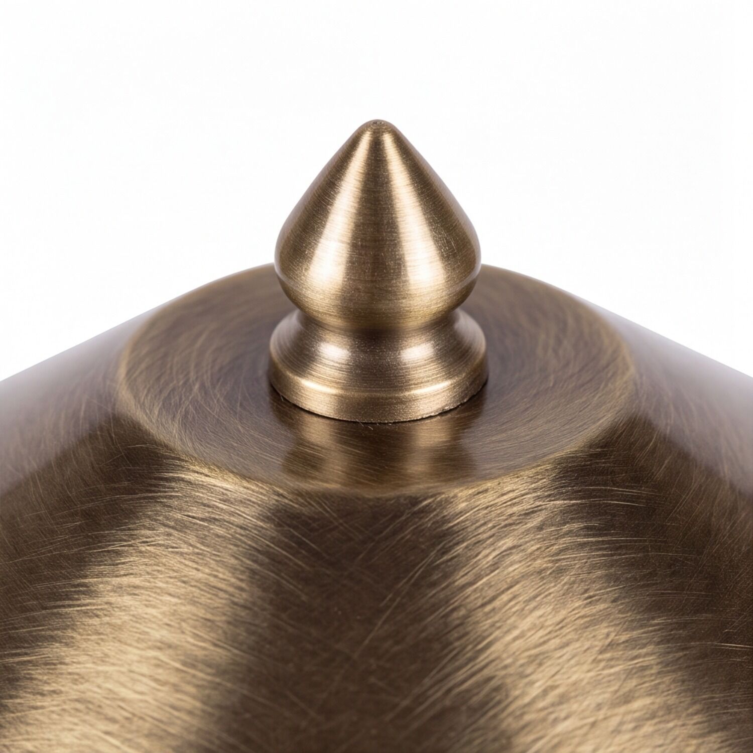 brass, finial, metallic, rounded, cone