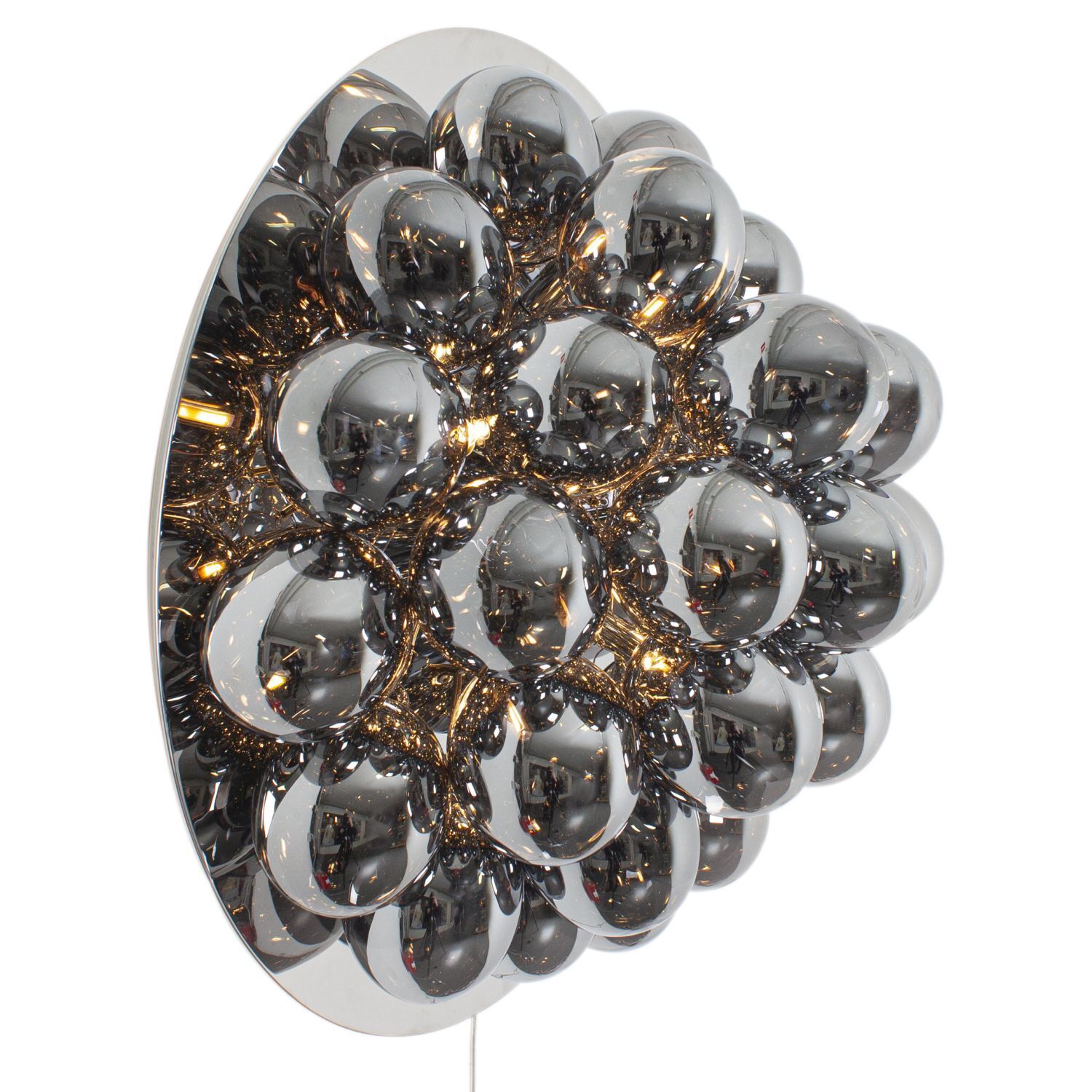 Wandlampe mit Stecker Schalter Rauchglas rund Ø 60 cm groß Zubehor, Schmuck