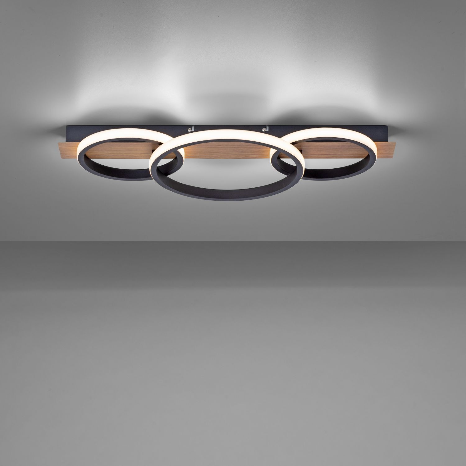 Lampe de plafonnier LED Bois Métal Naturel Noir 68 cm 3000 K