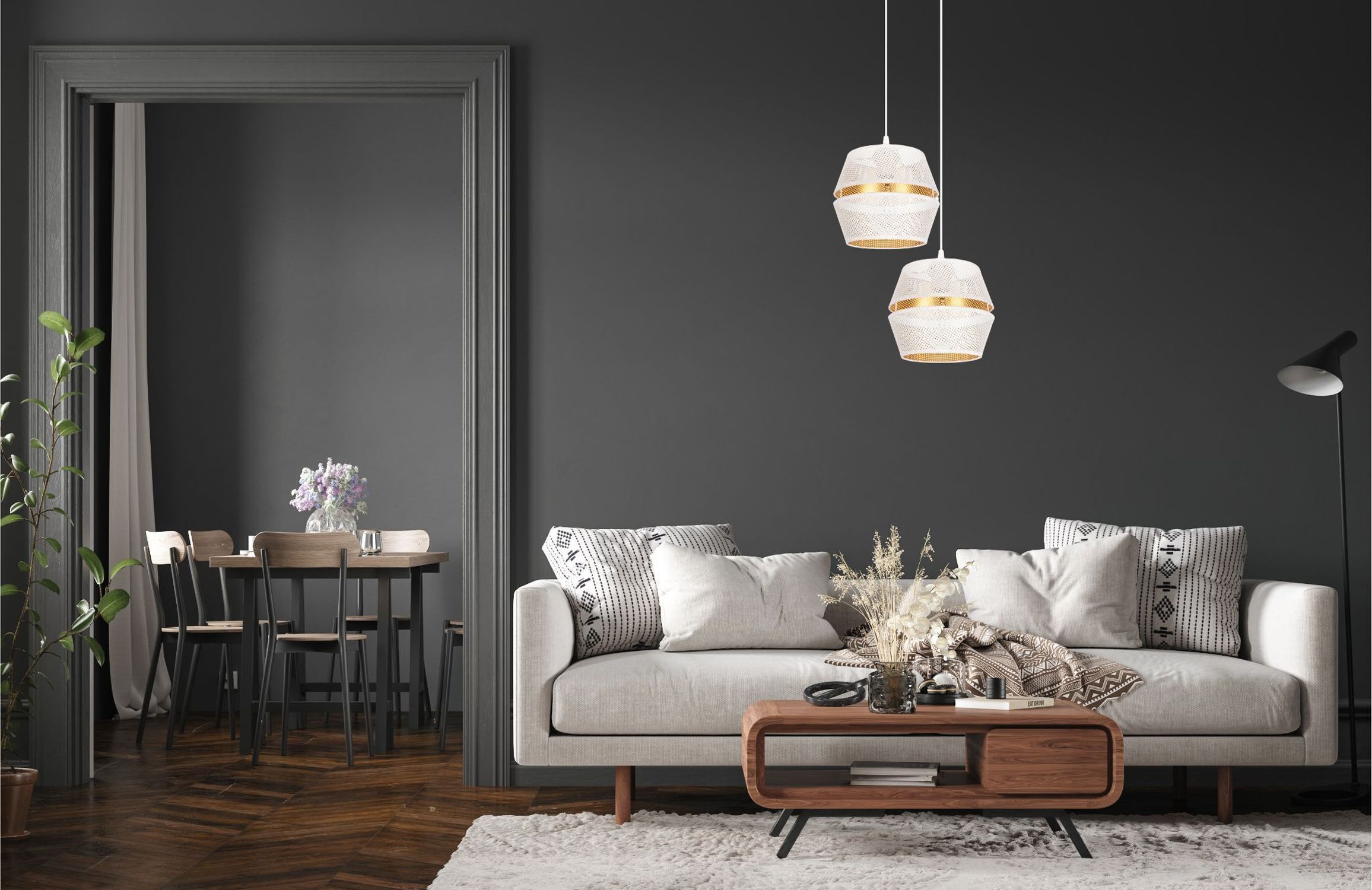 Pendelleuchte Weiß Gold Metall 2-flammig B:40 cm E27 Dekoration für Zuhause, Wohnzimmer, Kissen, Tabelle, Innenarchitektur