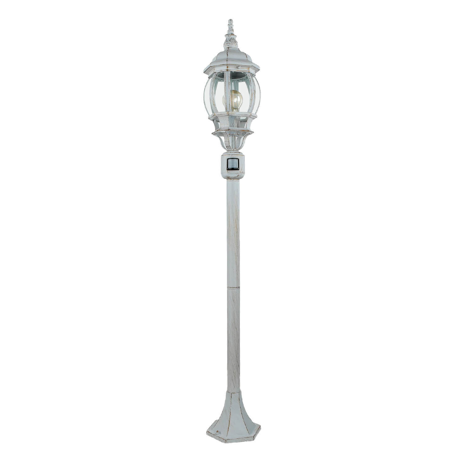 wegeleuchte-laterne-aussen-stehleuchte-brest-mit-bewegungsmelder-weiss-2 lampe, laterne, außenleuchte, globenlaterne, weißes metall