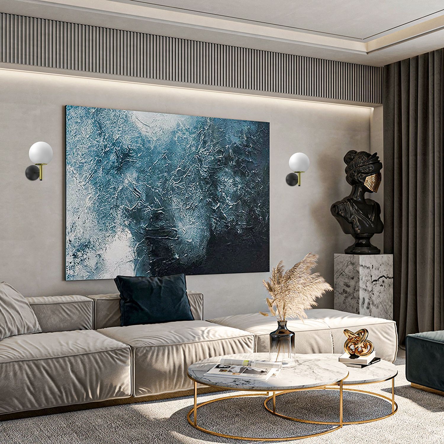 Applique verre métal noir or E27 boule anti-éblouissement Innenarchitektur, Inneneinrichtung, Lampe, Wohnzimmer, Person