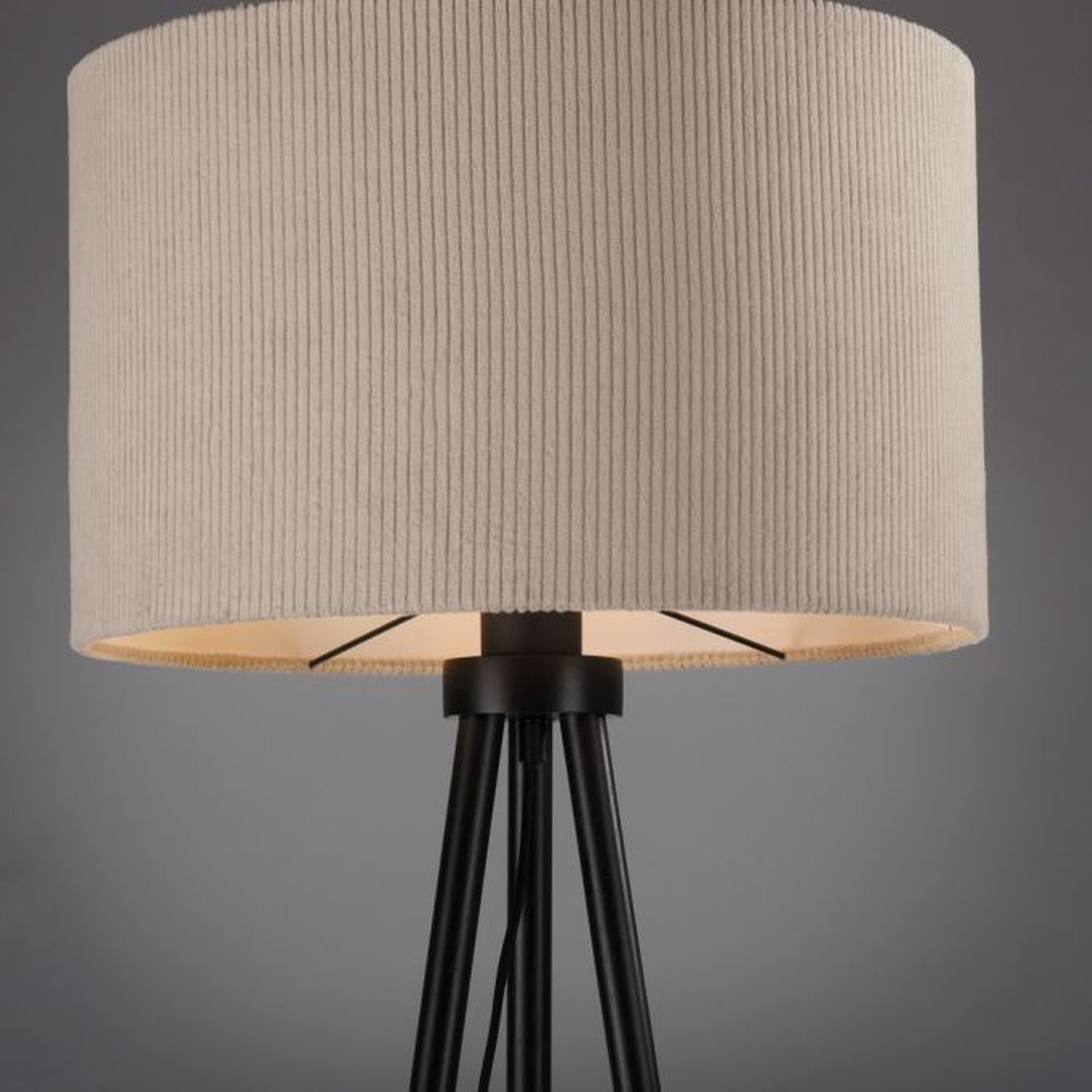 Dreibein Stehleuchte Stoff Beige blendarm E27 160 cm Lampe, Lampenschirm