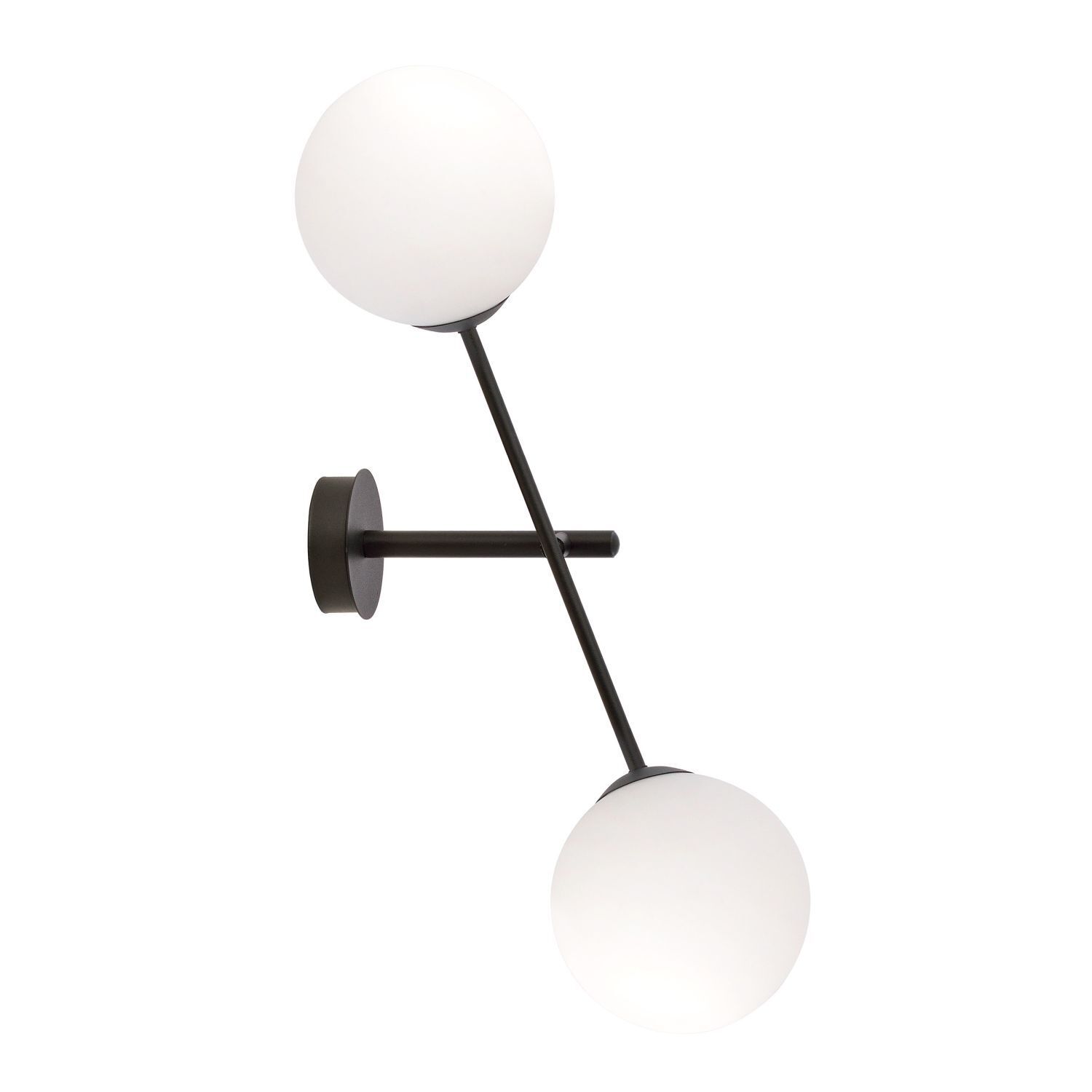 Wandleuchte Metall Glas drehbar H: 57 cm Schwarz Weiß E14