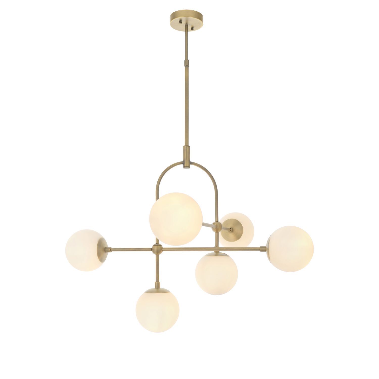 Deckenlampe verstellbar H: max. 127 cm in Messing antik Weiß