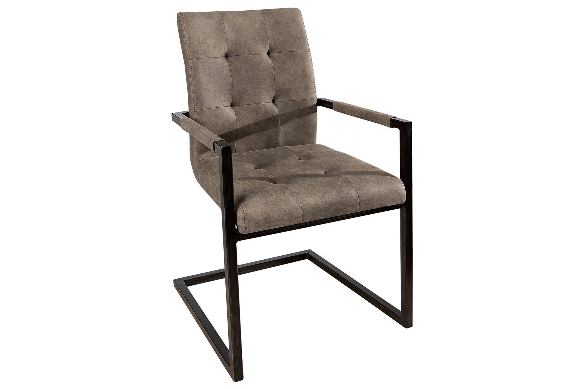 Piétement luge Taupe Noir Tissu Métal avec accoudoirs