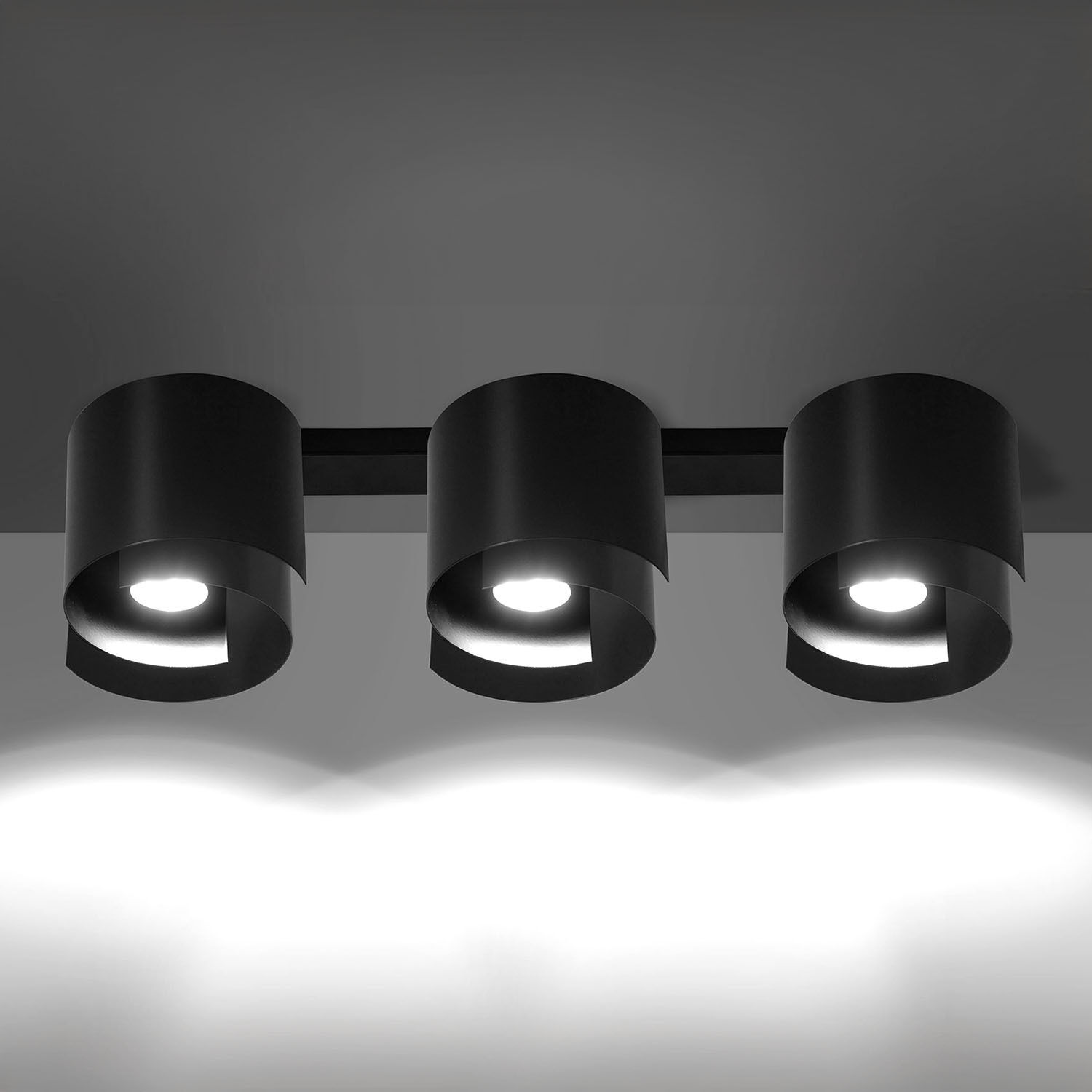 Deckenlampe Schwarz Metall Design rund 3x GU10 Beleuchtung, Lampe