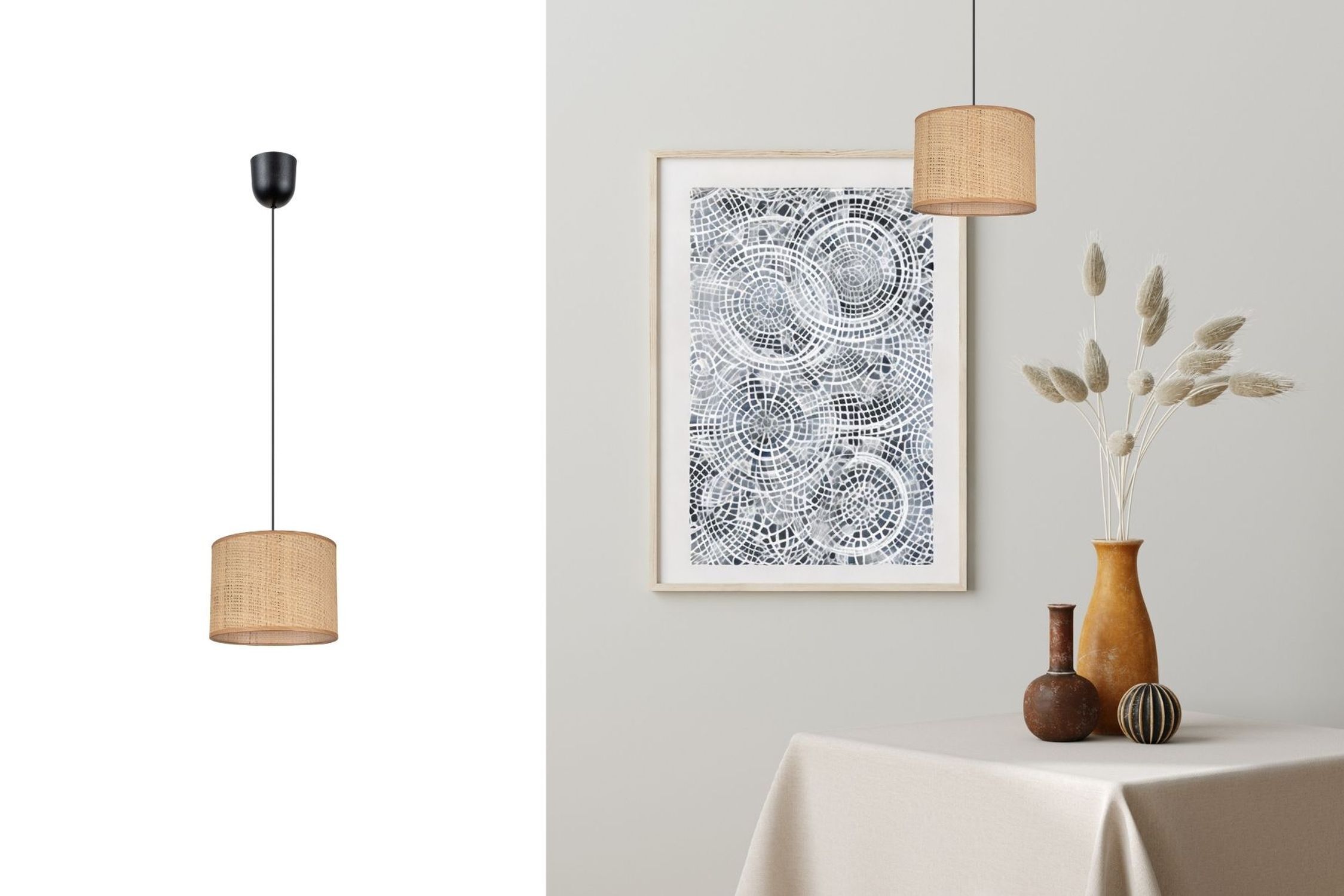 Blendarme Pendelleuchte Stoff Braun E27 Ø20 cm rund