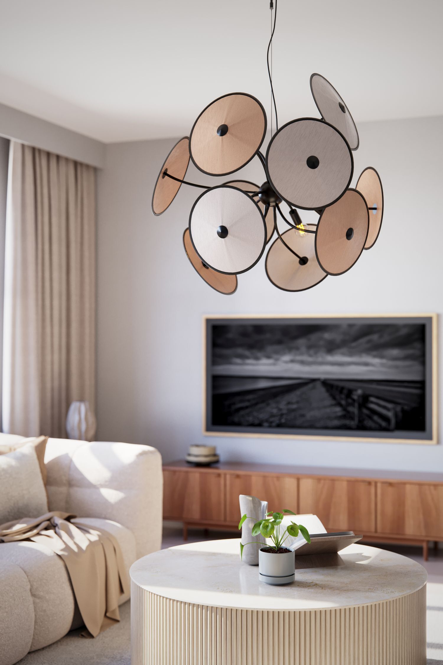 Hängeleuchte dekorativ Metall Stoff D: 83,5 cm 4x E14 Innenarchitektur, Kaffeetisch, Tabelle, Wohnzimmer, Dekoration Ihres Zuhauses