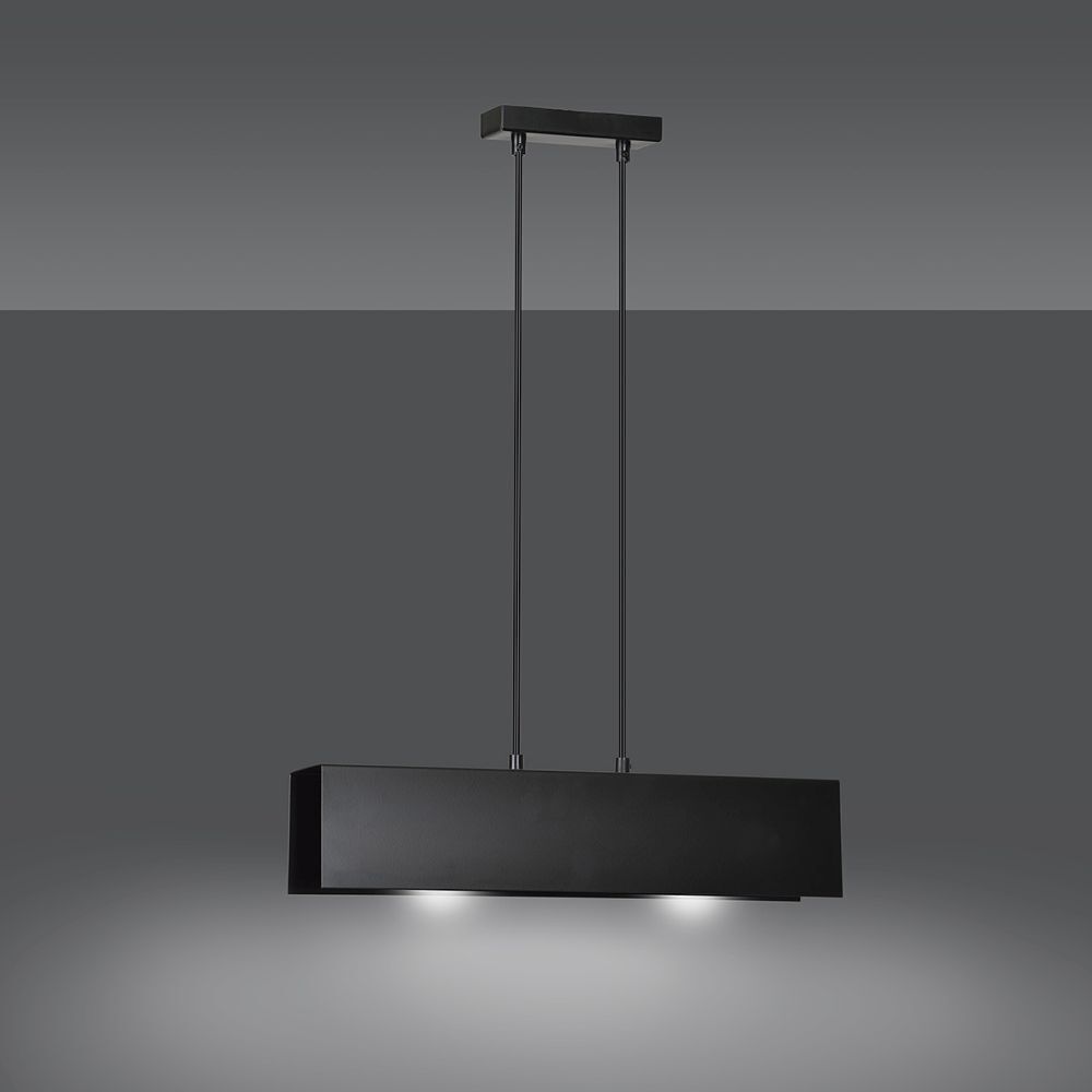 Suspension Noir ajustable 2x E27 Moderne carré