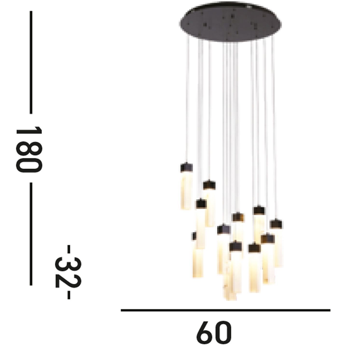 LED Lampe à suspendre Acier Résine Ø60 cm 3000 K Noir Marbre Leuchter, Lampe