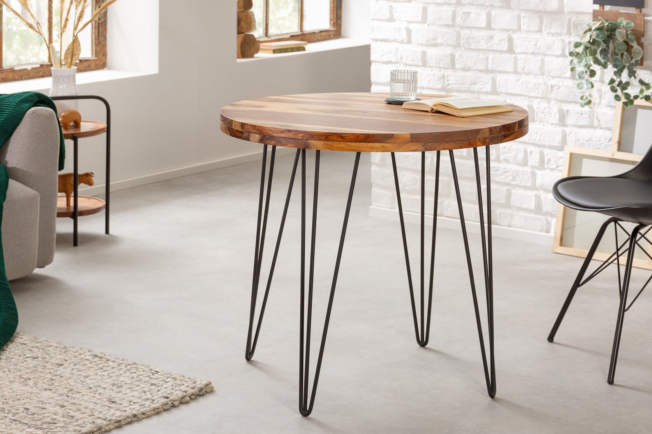 Table de salle à manger en bois de Sheesham massif 80 x 80 cm
