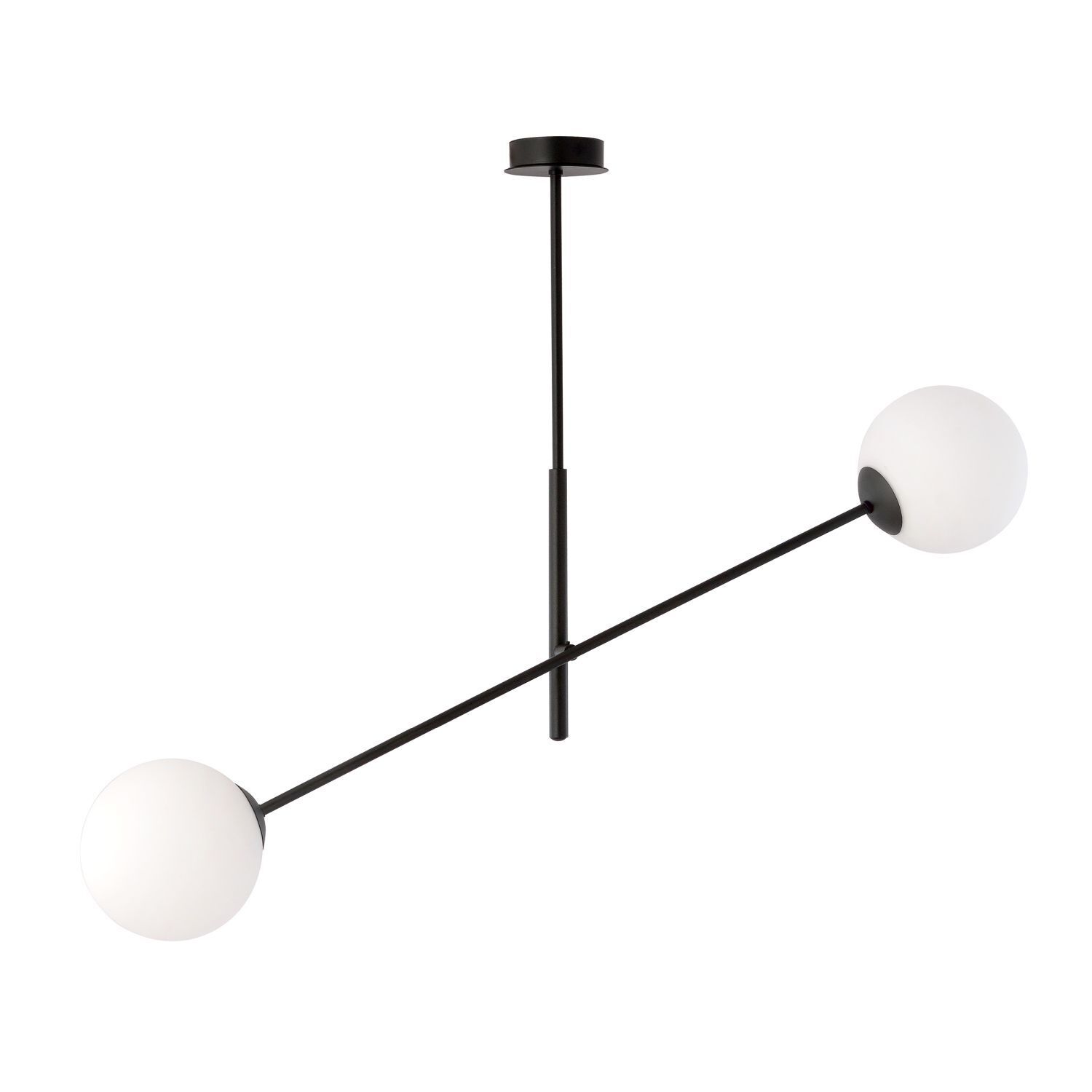 Plafonnier verre métal 102 cm de long orientable E14 2 flammes