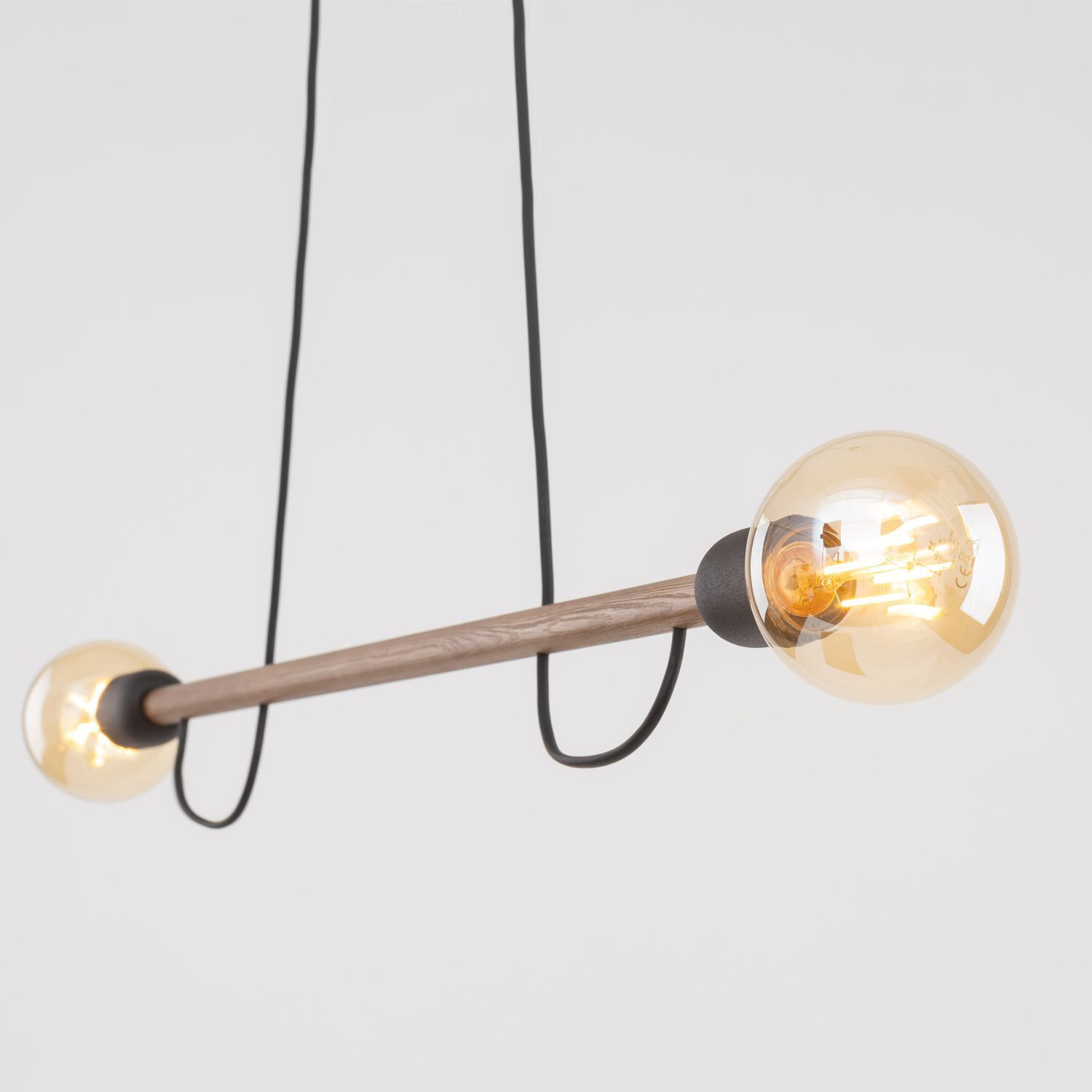 Lampe à suspendre bois métal 93 cm de long H : max. 160 cm 2x E27