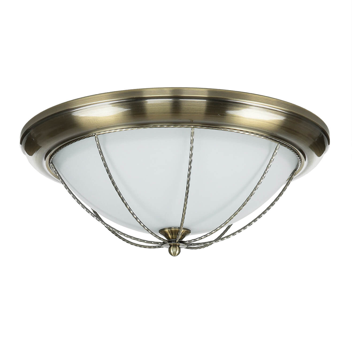 Runde Deckenleuchte E27 SUDAN mit Glasschirm Messing Optik Deckenleuchte, Messing, Glas, Kabeldrop, geometrisch