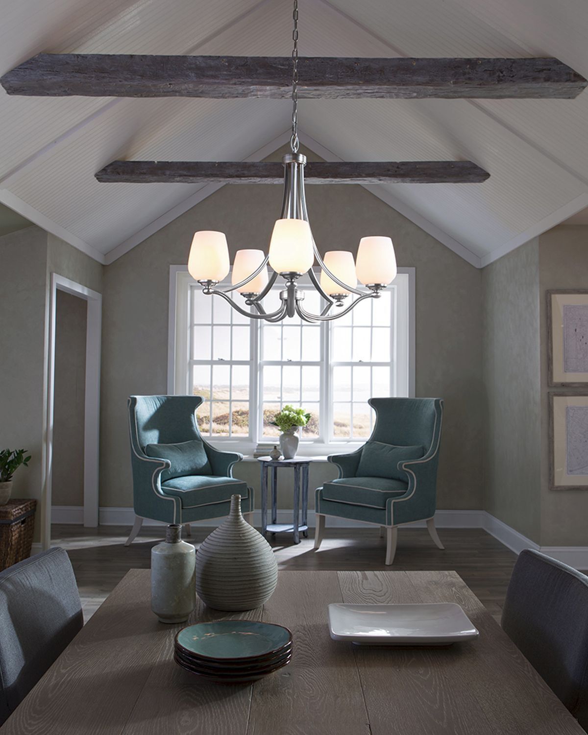 Kronleuchter Glas Schirm Metall Weiß Nickel Jugendstil Speisesaal, Esstisch, Tisch, Kronleuchter, Dekoration für Zuhause