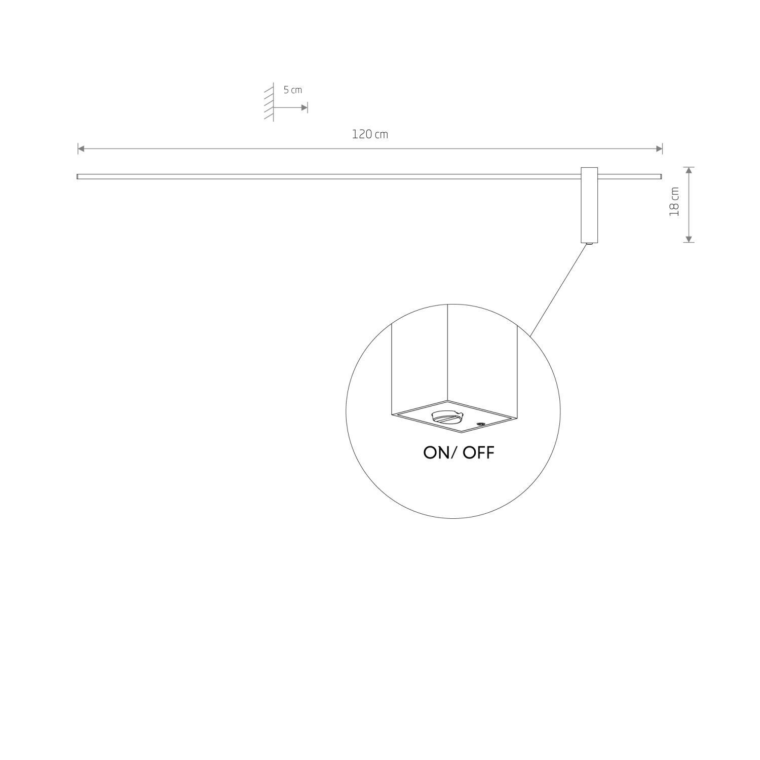 Applique LED noire indirecte 120 cm de long 3000 K 540 lm