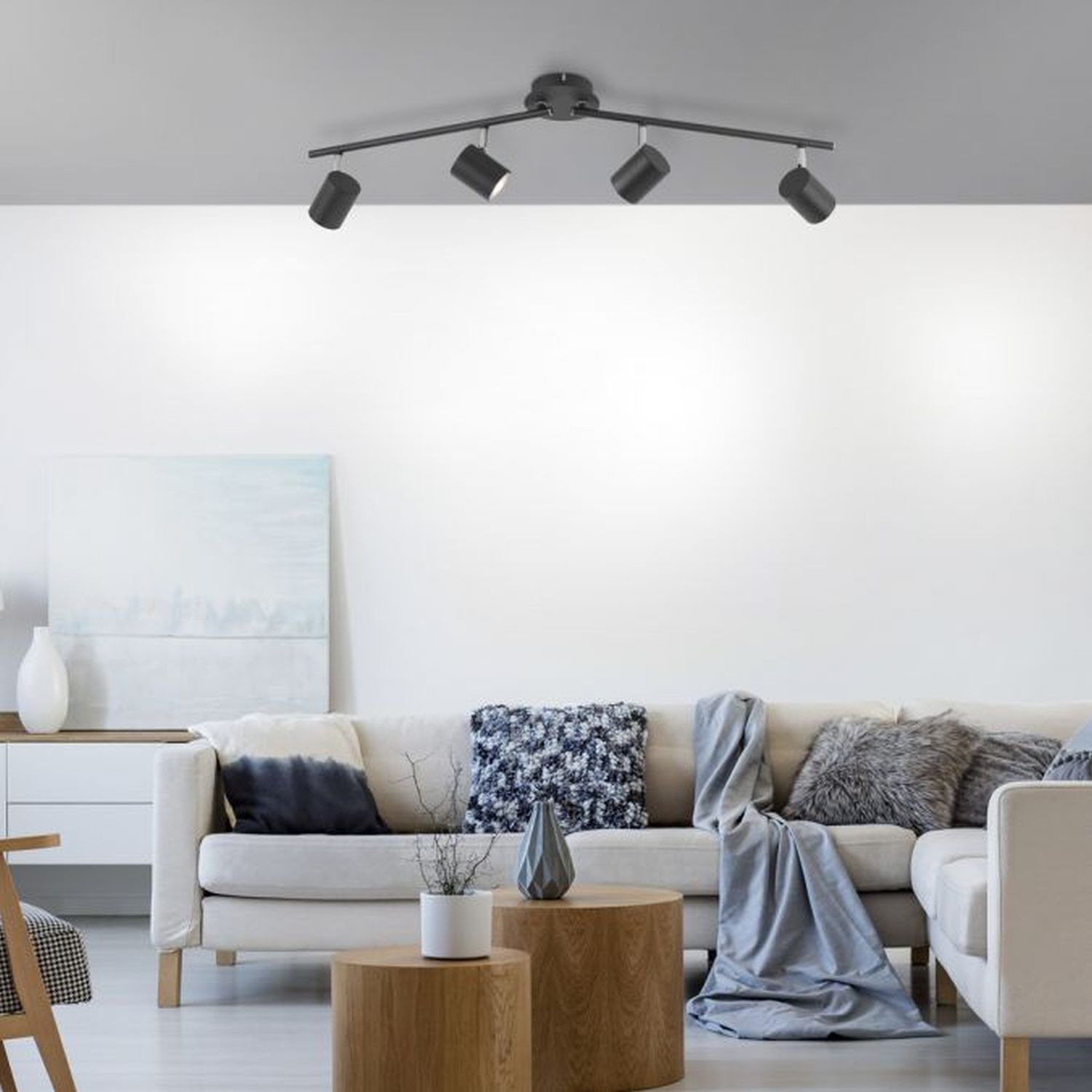 Verstellbarer Deckenspot Metall Schwarz GU10 4-flammig Lampe, Dekoration für Zuhause