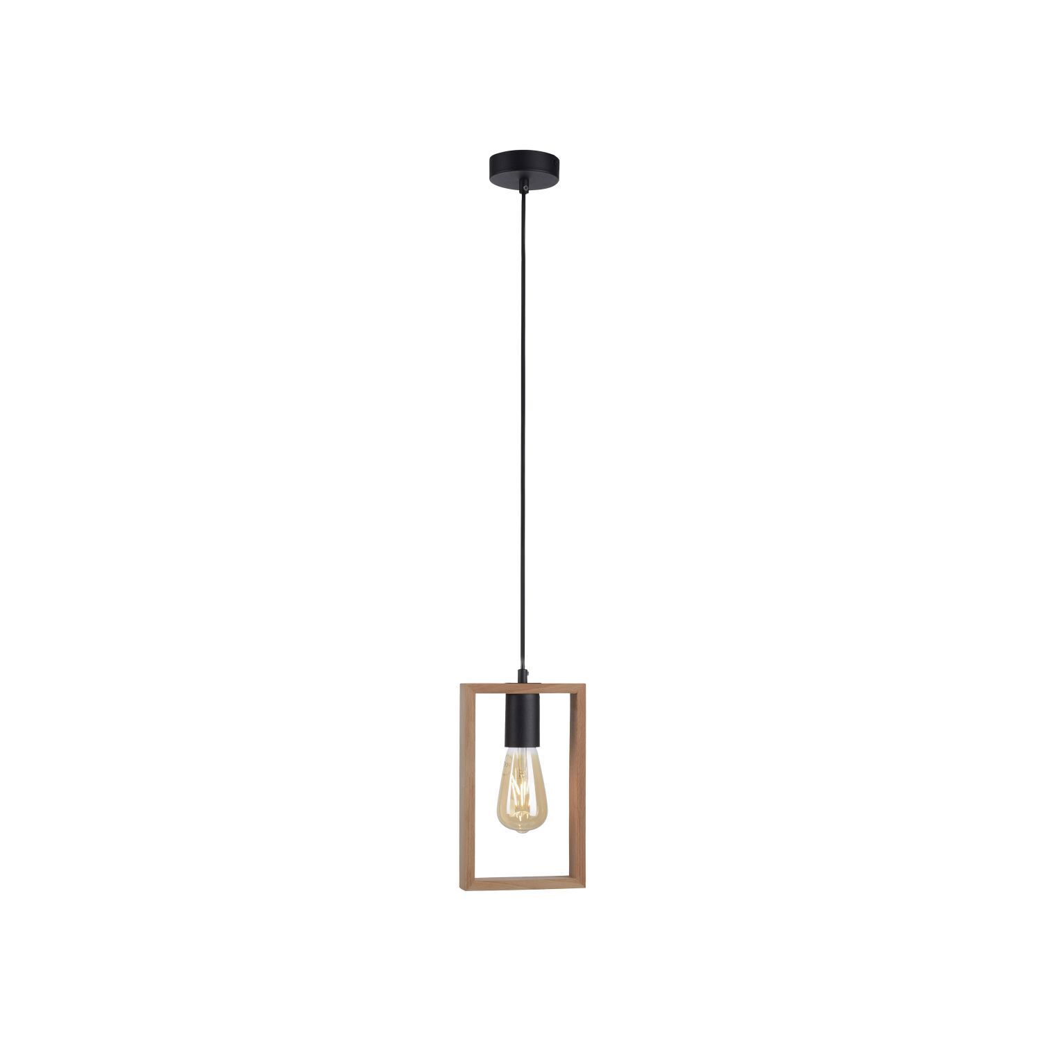 Suspension naturelle bois métal L:15 cm E27 Retro Lampe, Leuchte