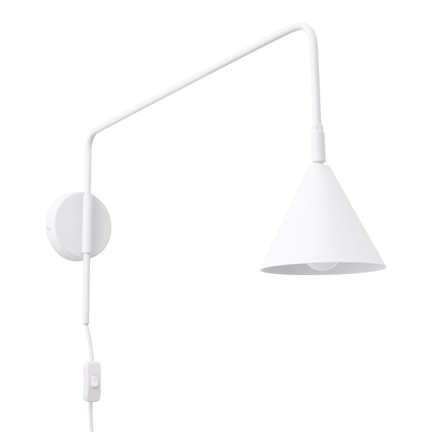 Wandlampe Weiß Stahl E14 Schalter Stecker Kabel H:30 cm