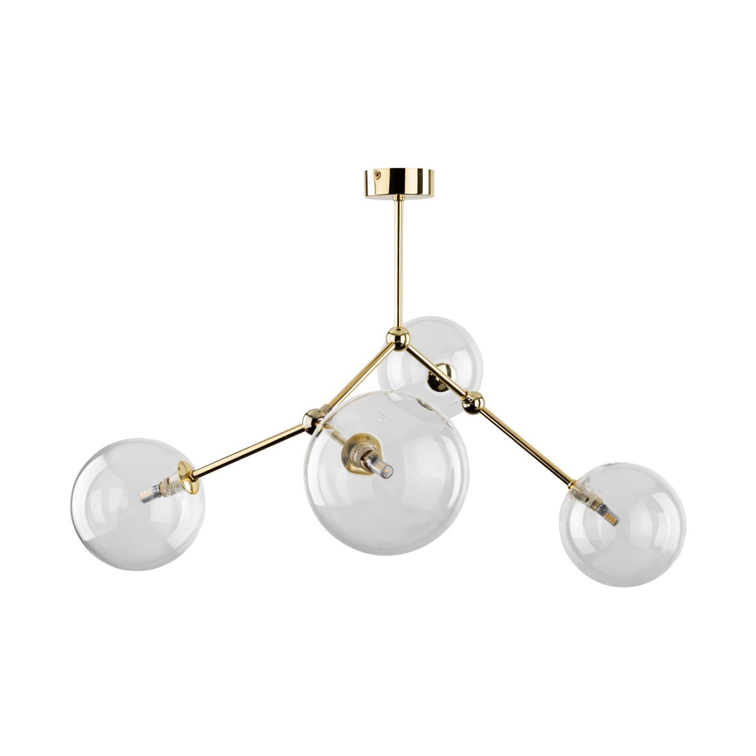 Deckenlampe Glas Metall 74 cm lang in Gold 4x G9 VINZA Leuchter, Lampe, Deckenleuchte, Zimmer, Duscharmatur