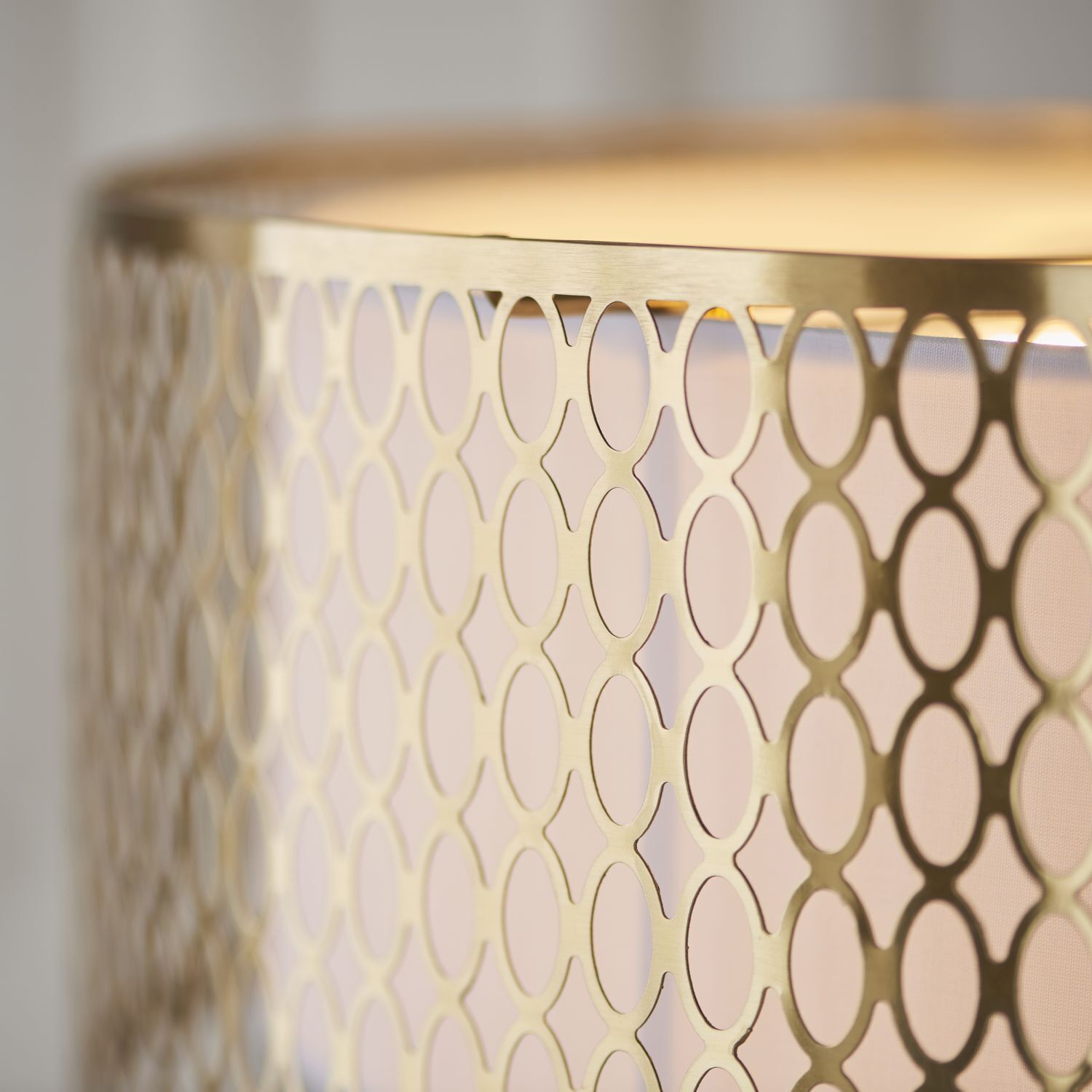 Lampe à suspendre métal verre tissu Ø 56 cm rond or blanc 3x E27