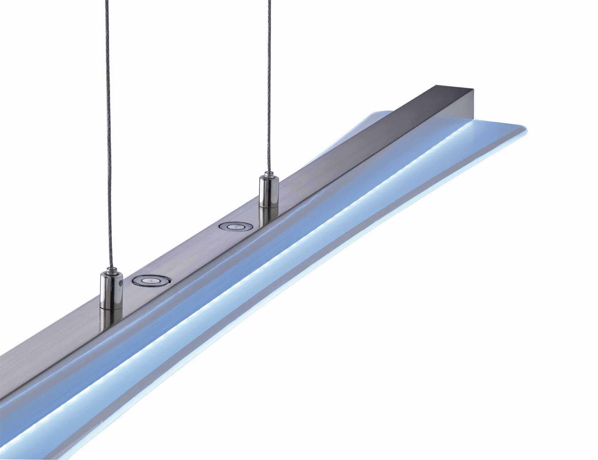 Große LED Hängeleuchte Metall Glas Touch Dimmer Nickel