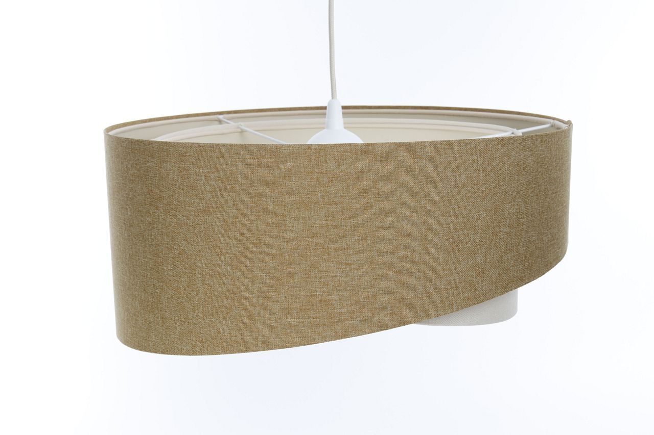 Pendelleuchte rund D: 40 cm E27 Beige Creme verstellbar Lampe, Lampenschirm