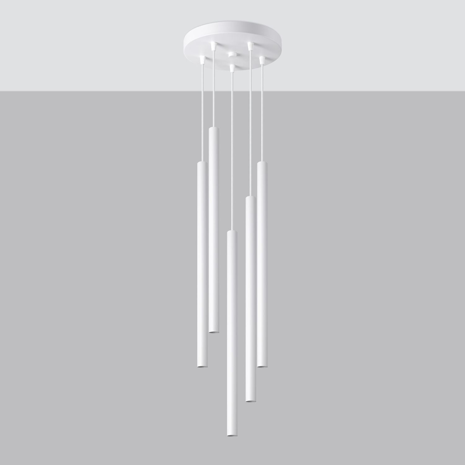 Hängelampe Stahl Weiß G9 L:25 cm akzentuiert 5-flammig Pendelleuchte, Mehrfach-Pendelleuchte, Weiß, Modern, Beleuchtungskörper