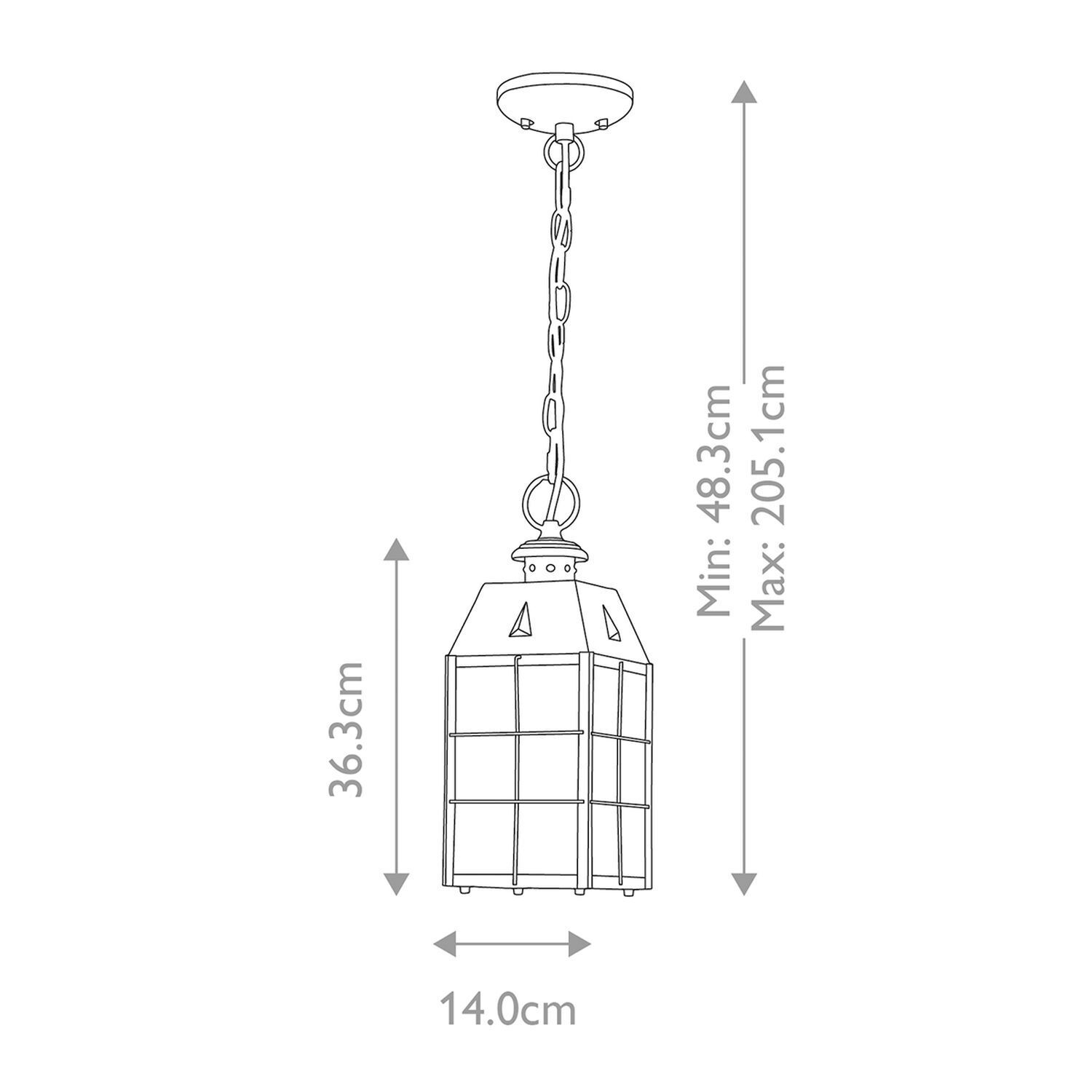 Outdoor Pendelleuchte Messing Glas E27 IP44 H: max. 205,1 cm Lampe