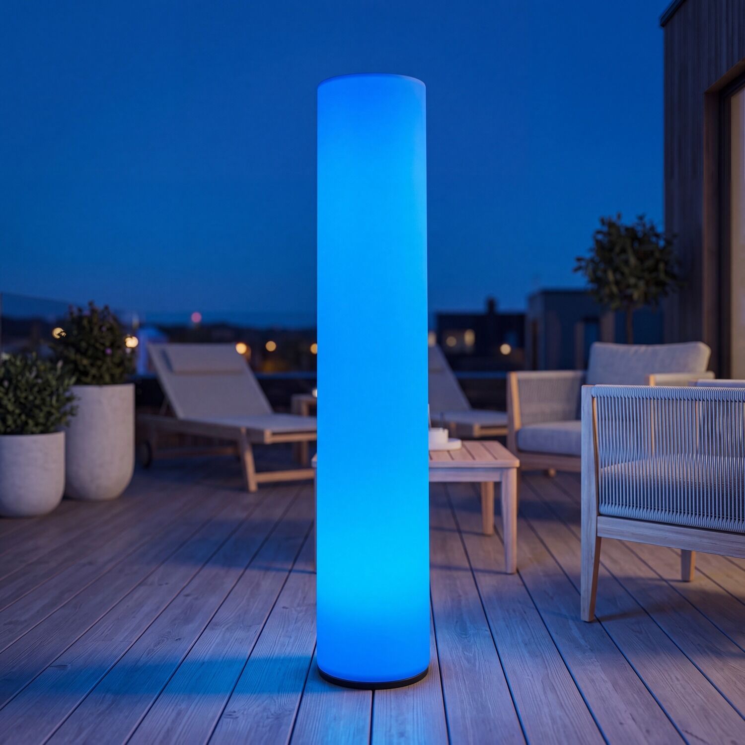 Lichtsäule, LED-Lampe, Outdoor, Bodenlampe, Blaue Beleuchtung