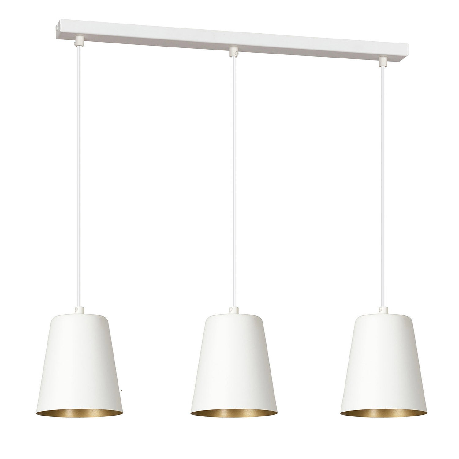 Hängeleuchte 3-flammig Weiß Gold höhenverstellbar Lampe