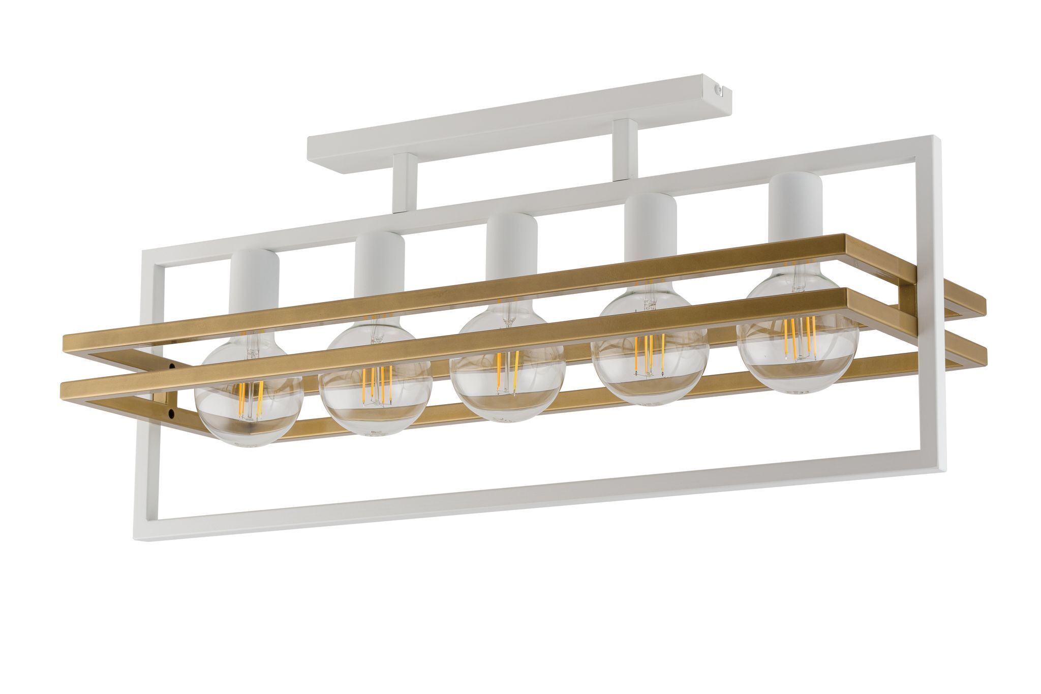 Deckenleuchte Gold Weiß Metall E27 5-flammig länglich